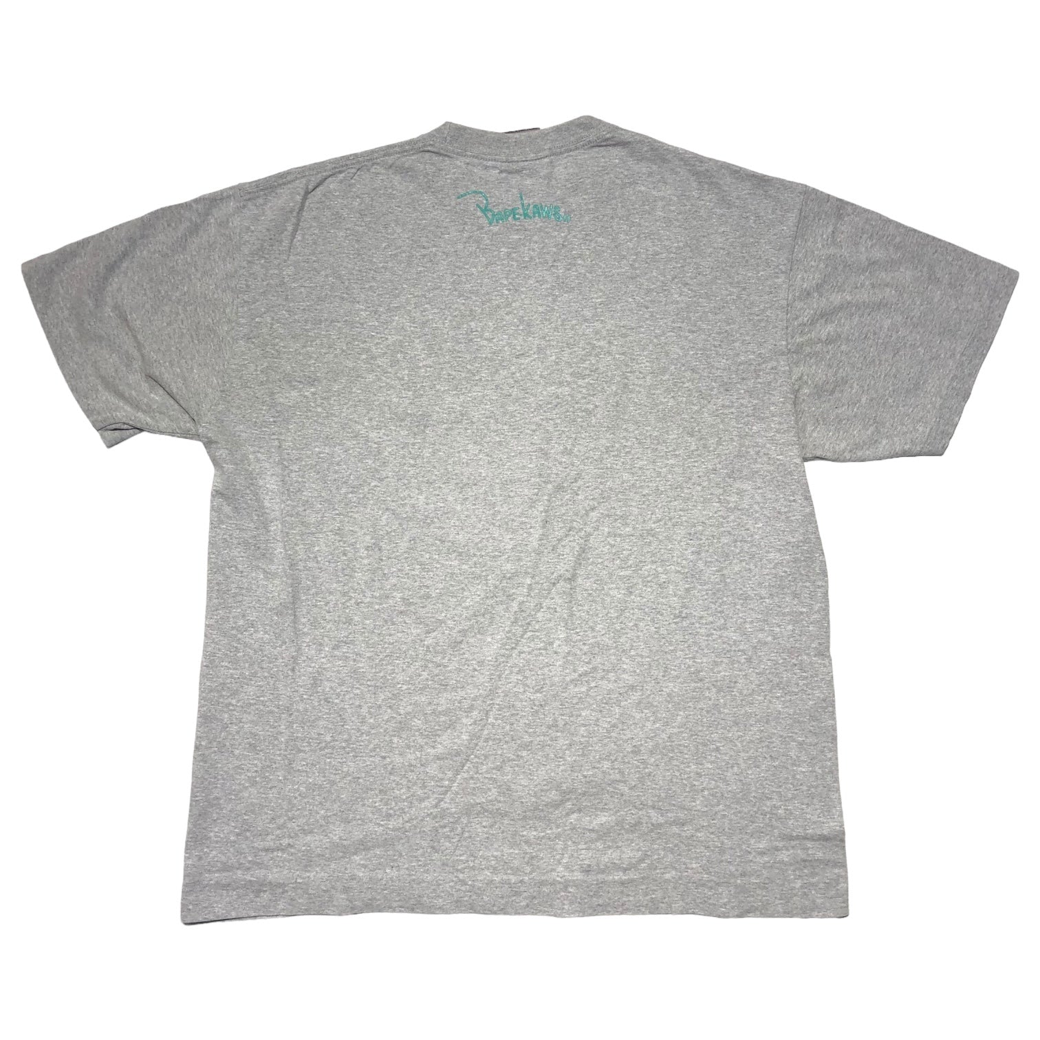 A BATHING APE×KAWS(アベイシングエイプ×カウズ) KAWS Graphic Logo T shirt グラフィック ロゴ Tシャツ L グレー×グリーン