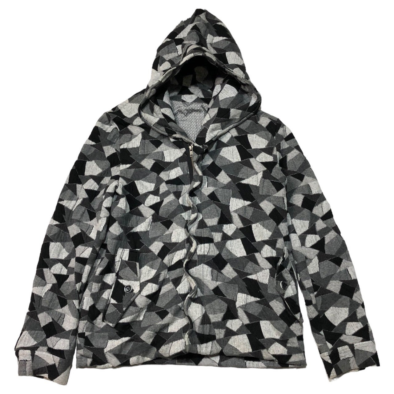 ANREALAGE(アンリアレイジ) wire hooded zip up hoodie ワイヤー フーデッド ジップアップ パーカー SIZE FREE グレー×ブラック
