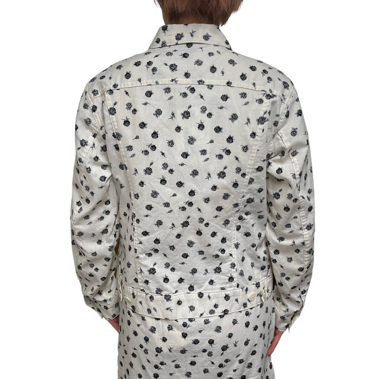 COMME des GARCONS(コムデギャルソン) 02SSフラワープリントジャケット/00S/稀少/花柄 GE-J060 SIZE S アイボリー×ブラック AD2001