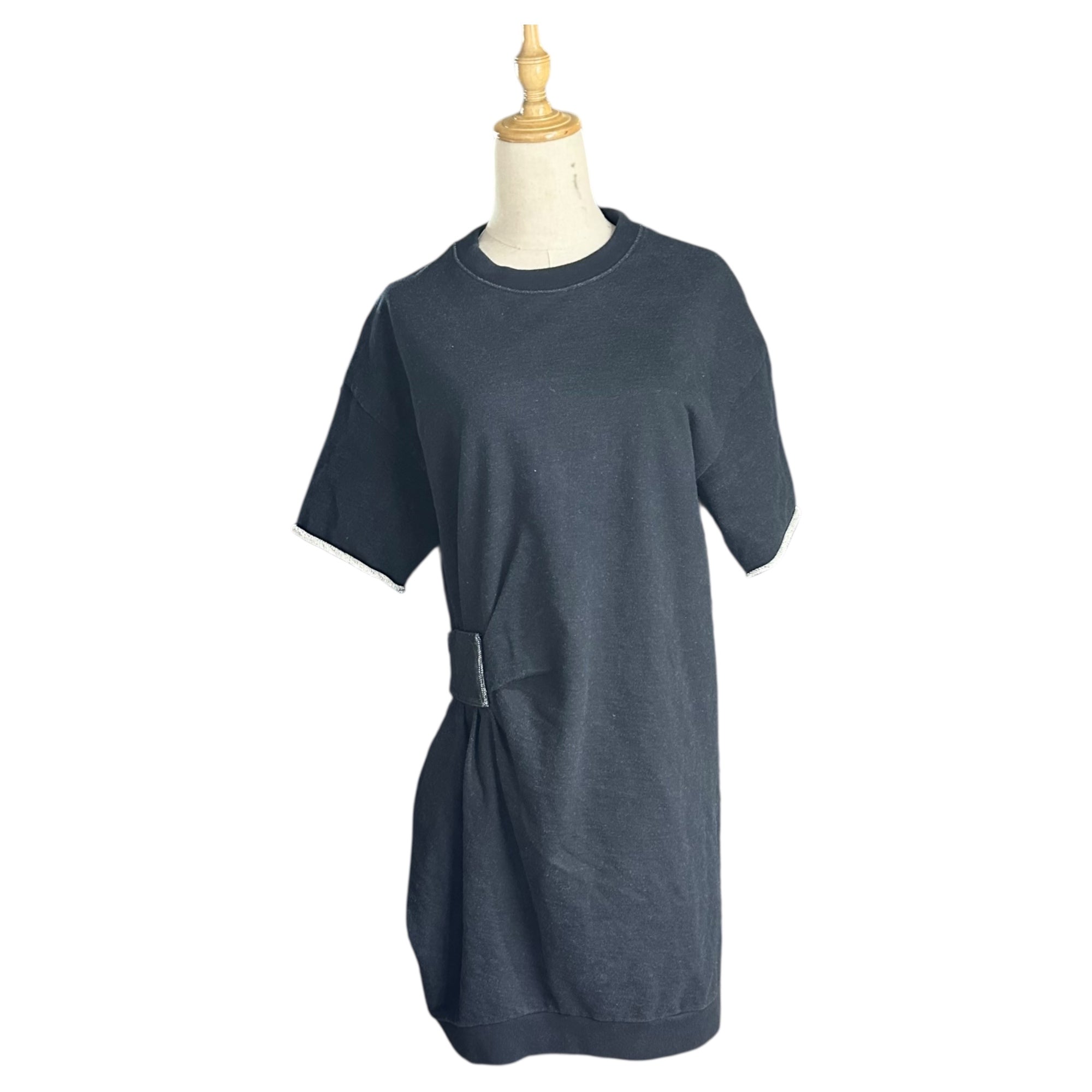 MARC by MARC JACOBS(マークバイマークジェイコブス) Velcro Gathered Sweatshirt S/S Dress ベルクロ ギャザー スウェット 半袖 ワンピース XS ブラック Y2K