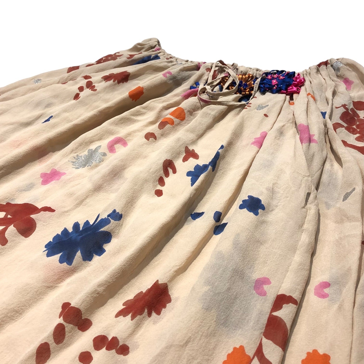 TSUMORI CHISATO (ツモリチサト) シルクペイントデザインシフォンチュニックブラウス TC43FH393 2(Mサイズ程度) ベージュ