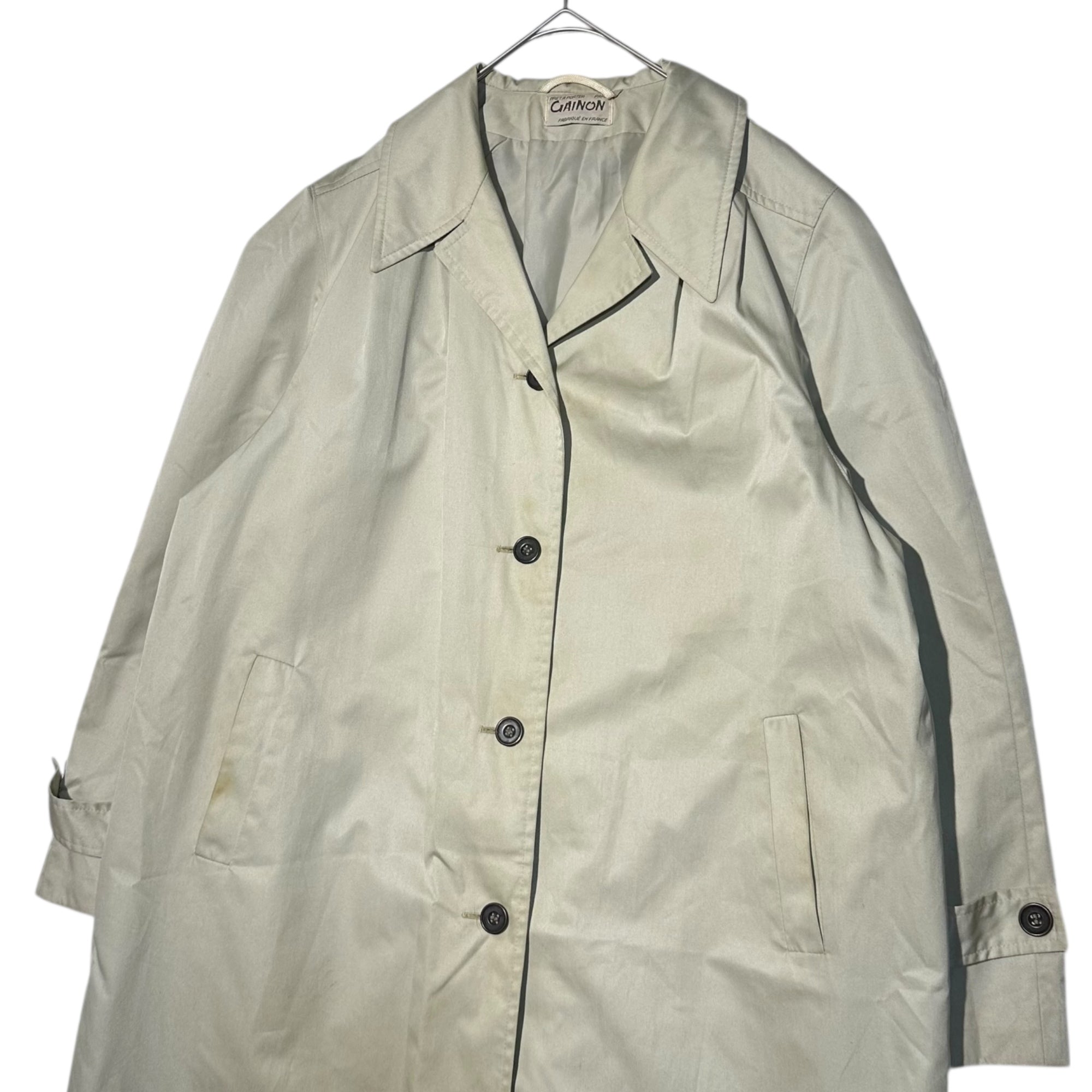 Euro vintage(ヨーロッパヴィンテージ) 70's~ trench over coat トレンチオーバーコート 42(L~XL程度) ペールグリーン / 色褪せ・小シミ有