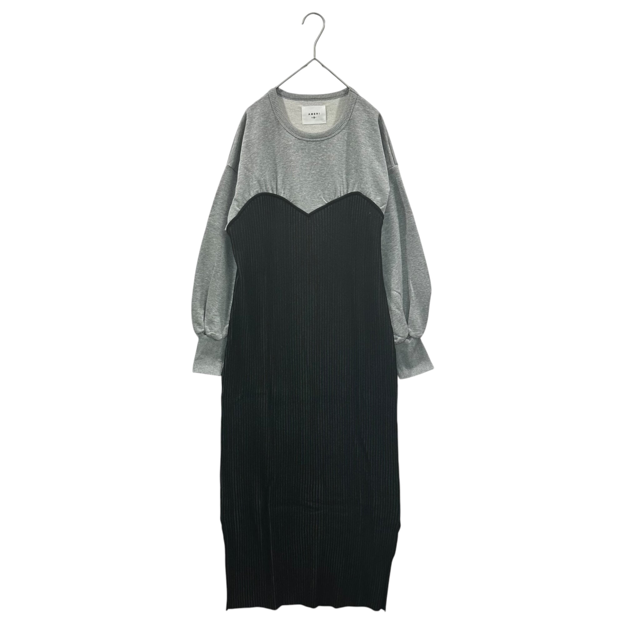 Ameri(アメリ) SWEAT KNIT DRESS スウェット ニット ワンピース 02020530951 M グレー×ブラック