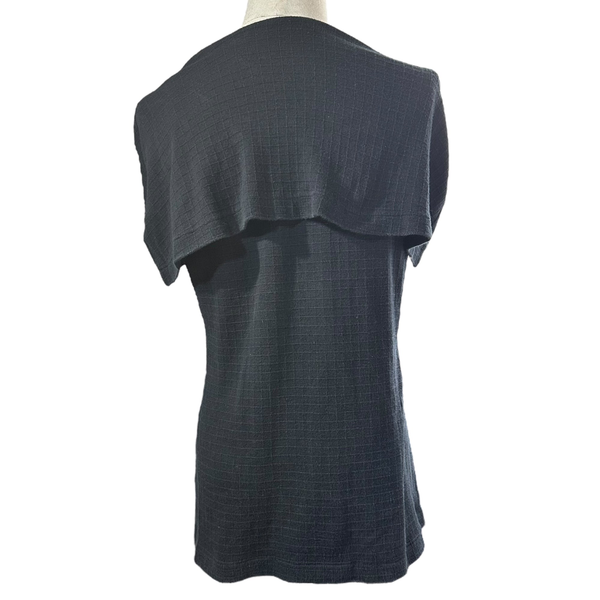 tricot COMME des GARCONS(トリココムデギャルソン) 80’s~90's Cape design check stitch sleeveless cut&sewn ケープ デザイン チェック ステッチ ノースリーブ カットソー 表記無(M程度) ブラック 80年代~90年代 ヴィンテージ Tシャツ