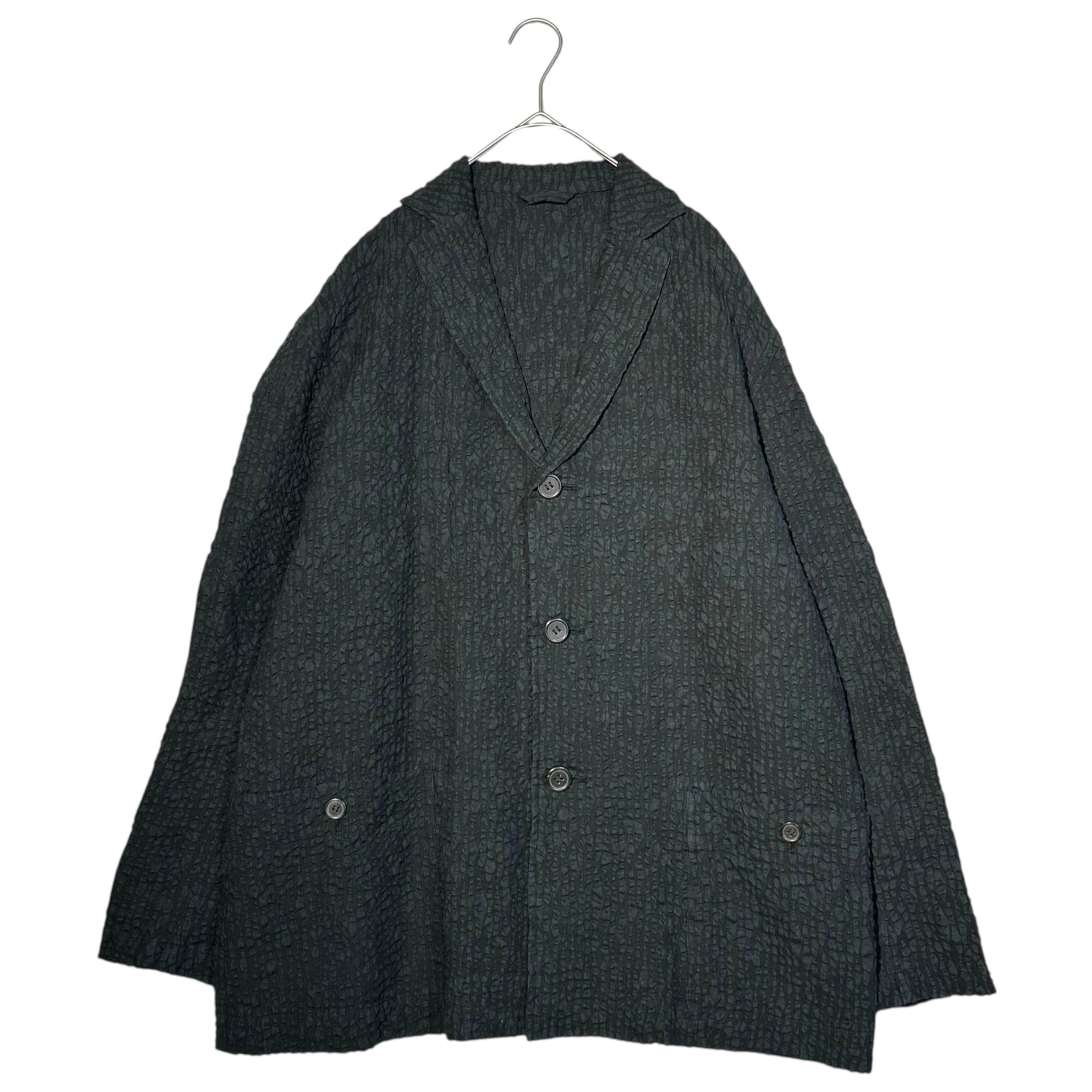 ISSEY MIYAKE MEN(イッセイミヤケメン) 18SS Rippled Front Pockets Casual Jacket リップル加工 フロントポケット カジュアル ジャケット ME81FD246 2(M程度) ネイビー×ブラック