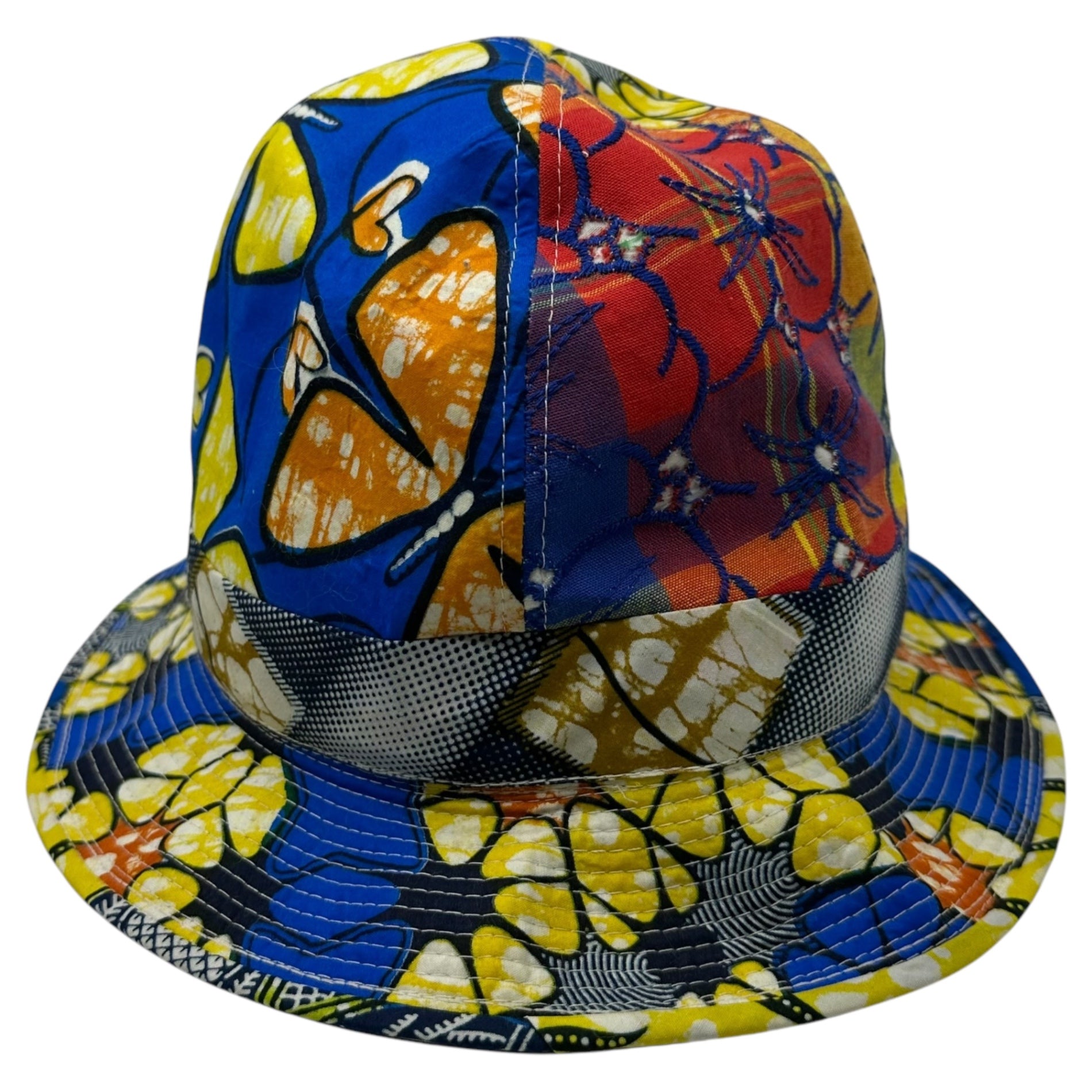 COMME des GARCONS SHIRT(コムデギャルソンシャツ) Anarchy Flower Print Embroidered Hat アナーキー フラワー プリント 刺繍 ハット S20647 L ブルー×イエロー 花 蝶々 帽子