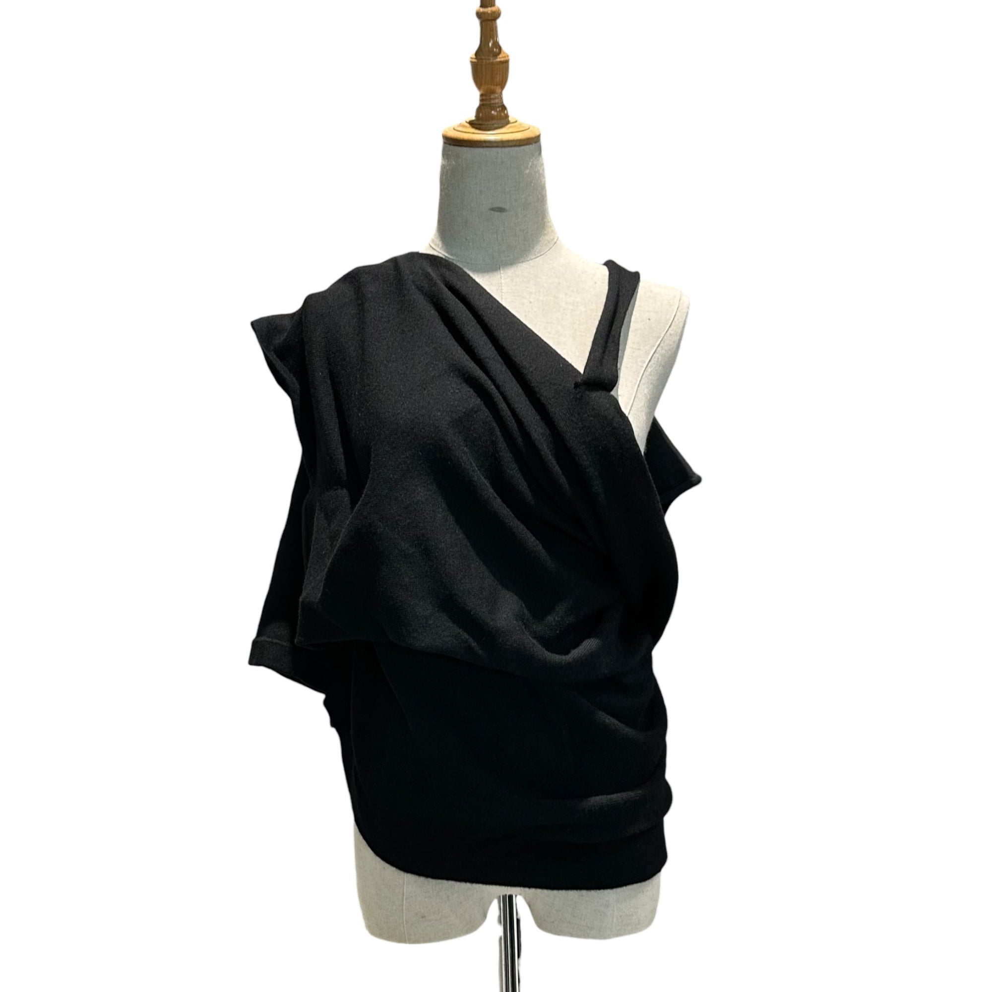 YOHJI YAMAMOTO(ヨウジヤマモト) 98AW Asymmetrical Deformed Knit Sleeveless Dress アシンメトリー 変形 ニット ノースリーブ ワンピース FY-B18-961 S ブラック 90's 90年代 ヴィンテージ
