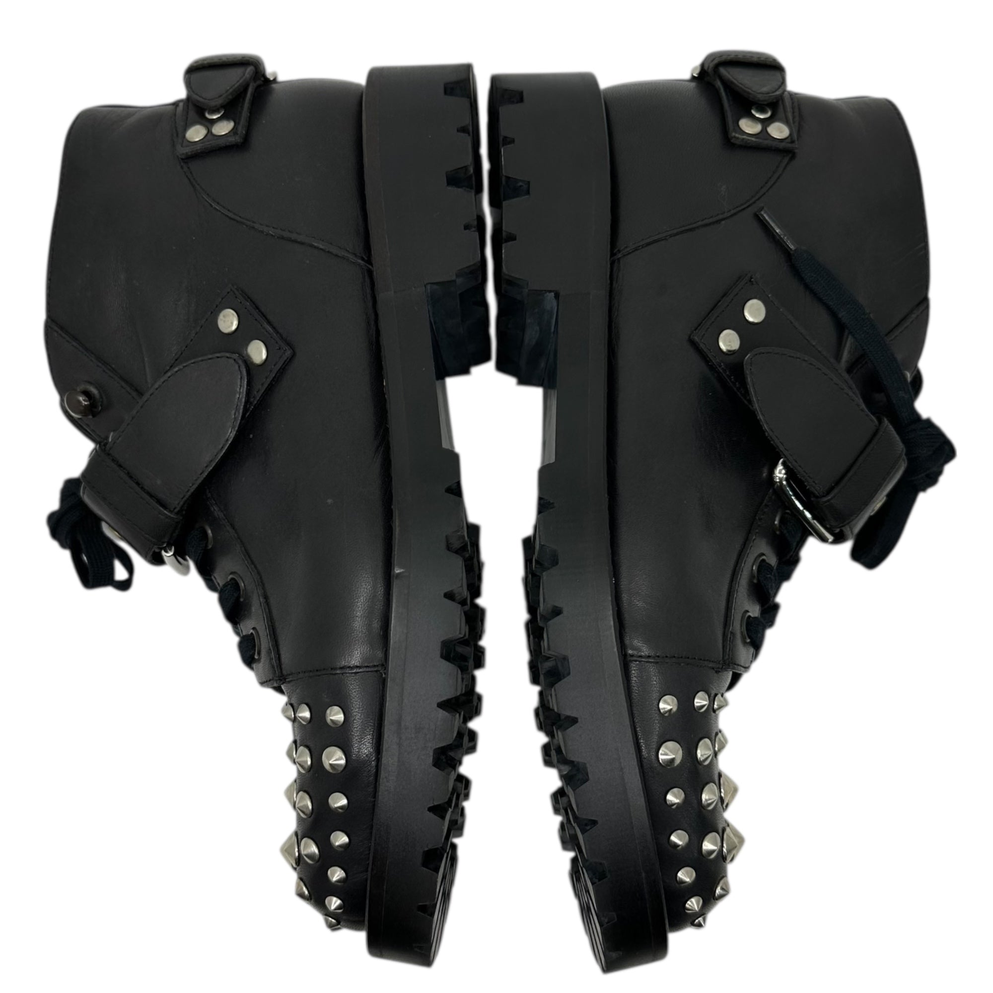 UNSQUEAKY(アンスクウィーキー) Spiked Studded Belted Leather Short Boots スパイク スタッズ ベルテッド レザー ショート ブーツ 2(24cm~24.5cm程度) ブラック DECORATION シューズ