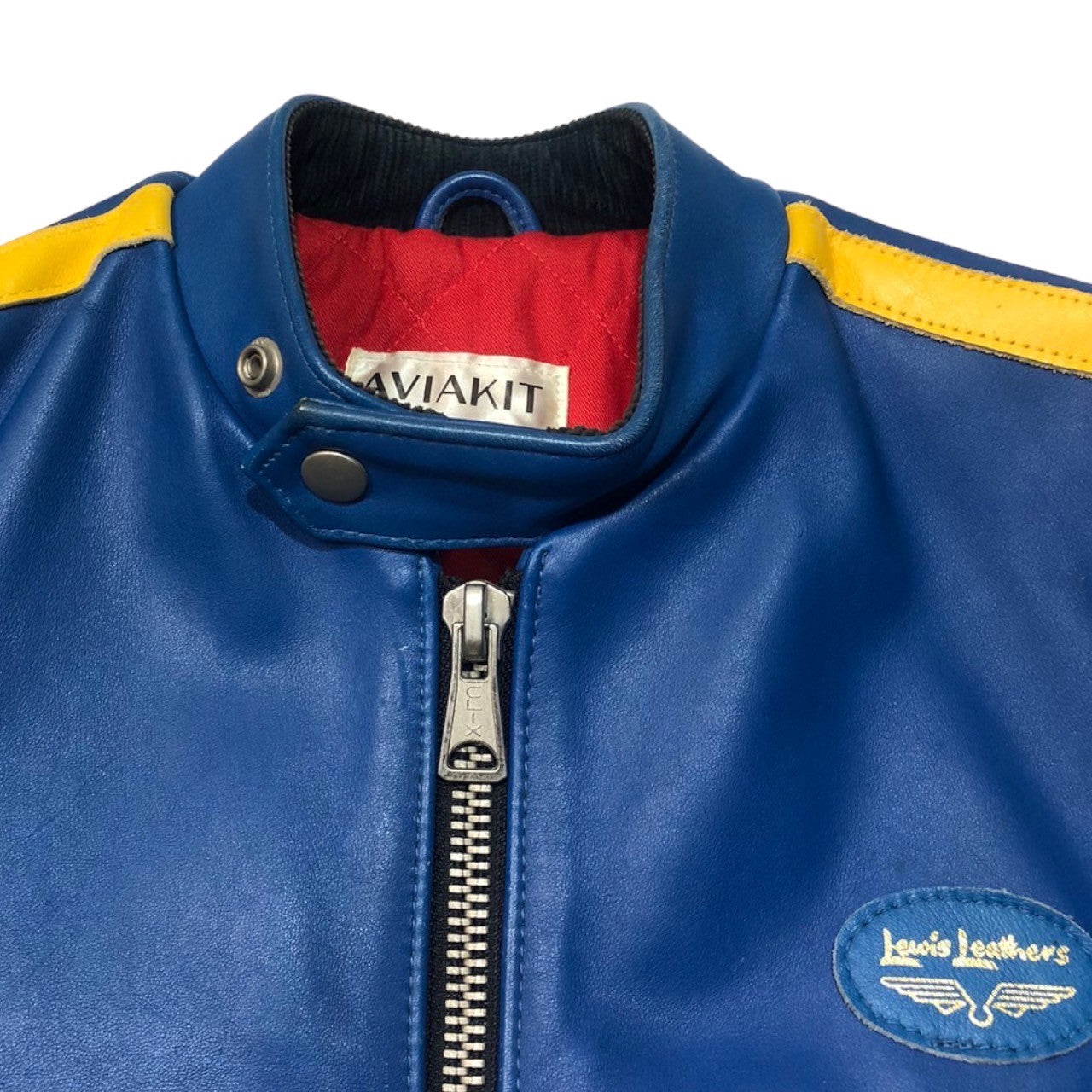 LEWIS Leathers(ルイスレザー) Twin stripes Super Sportsman ツイン ストライプス スーパー スポーツマン ライダース ジャケット レザー SIZE 38(S~M程度) ブルー×イエロー