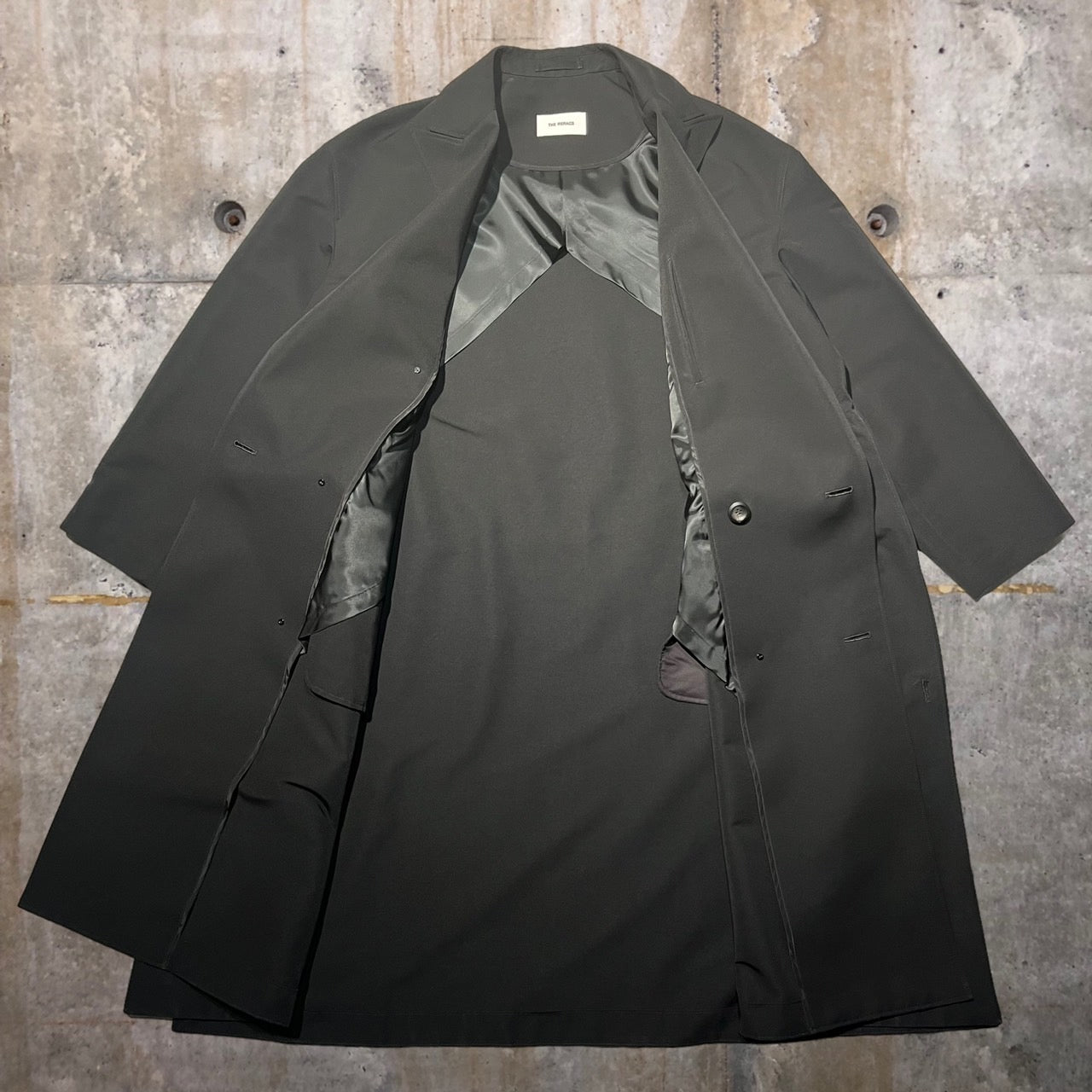 THE RERACS(ザリラクス) 22SS PEAKED LAPEL DOUBLE BREASTED COAT/オーバーサイズダブルチェスターコート/サイドスリット 22SS-RECT-318L-F 48(Lサイズ程度) ブラック
