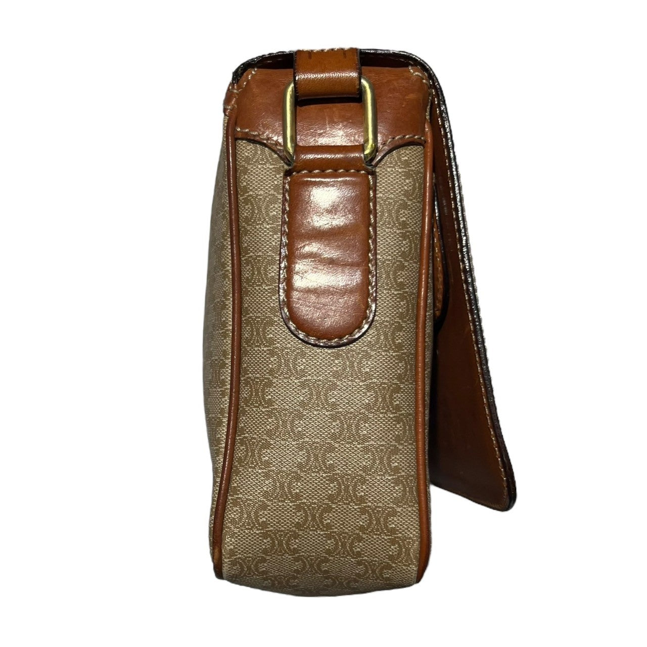 CELINE(セリーヌ) Vintage macadam pattern leather shoulder bag ヴィンテージ マカダム柄 レザー ショルダーバッグ M07 ベージュ×ブラウン OLD