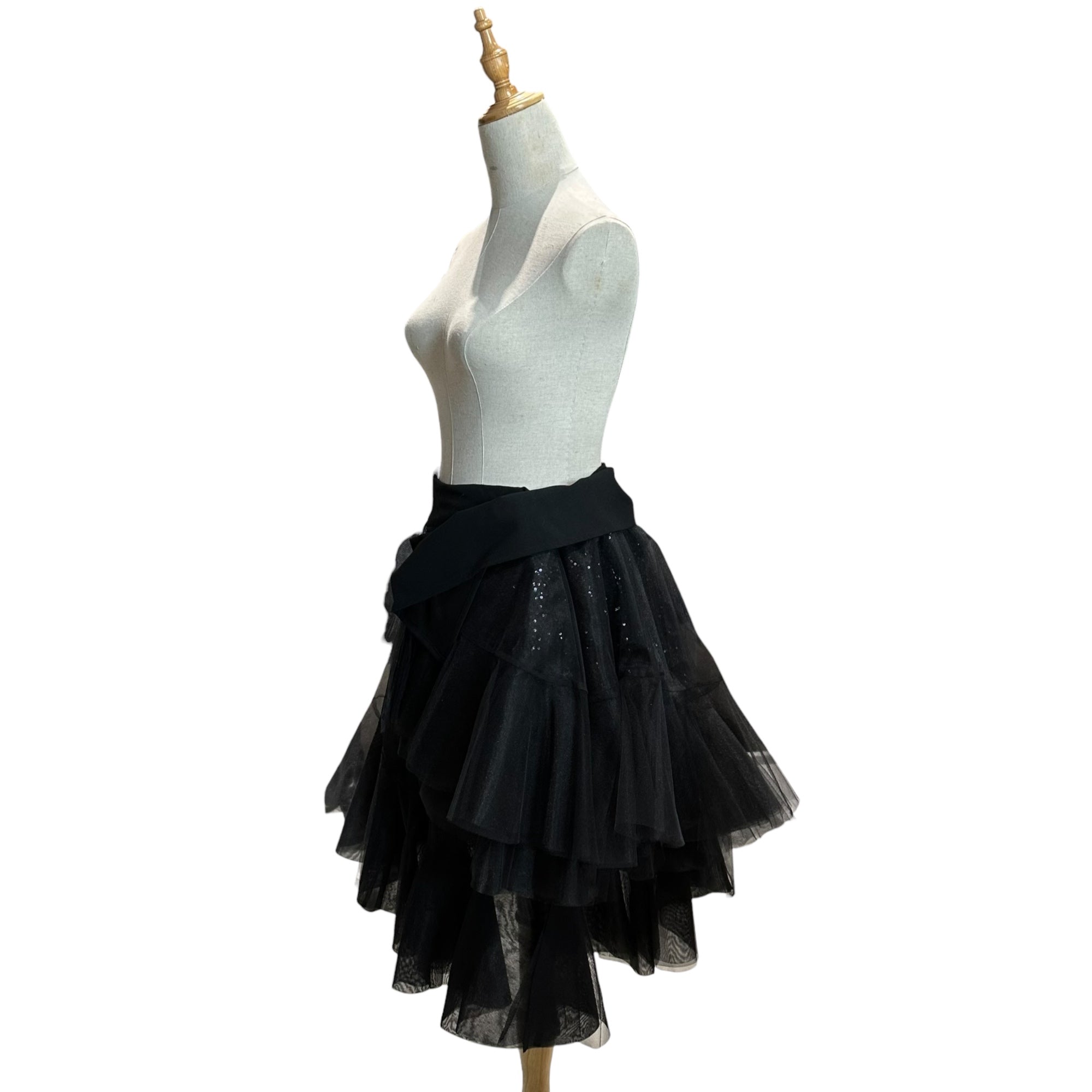 COMME des GARCONS JUNYA WATANABE(コムデギャルソンジュンヤワタナベ) 14AW Sequin-embellished tulle layered skirt スパンコール装飾 チュール レイヤード スカート JN-S014 S ブラック AD2014