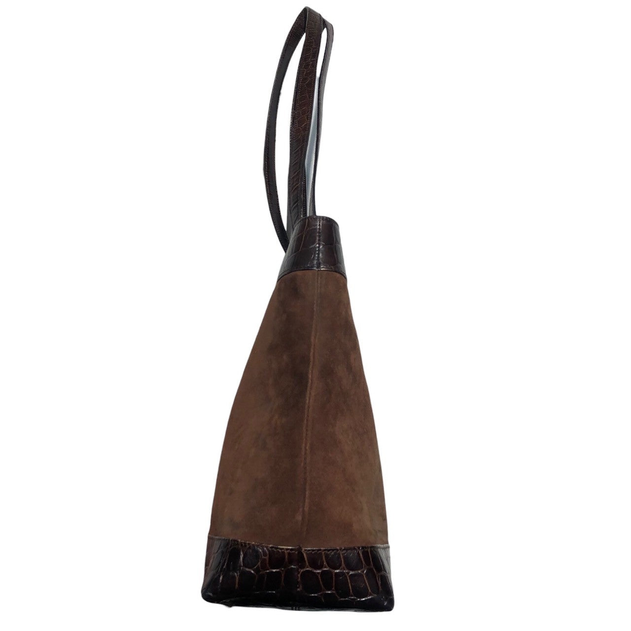 Salvatore Ferragamo(サルヴァトーレフェラガモ) ガンチーニ クロコ 型押し スウェード レザー トート バッグ ハンド EA-217699 ブラウン ヴィンテージ OLD