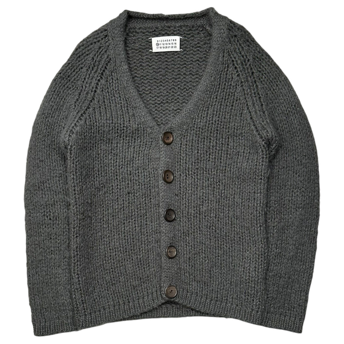 Maison Martin Margiela(メゾン マルタンマルジェラ) 2005AW Big-Button Loose-Knit Mohair Cardigan ビッグ ボタン ローゲージ モヘア カーディガン 30 YG013 S グレー 00’s 本人期 ニット