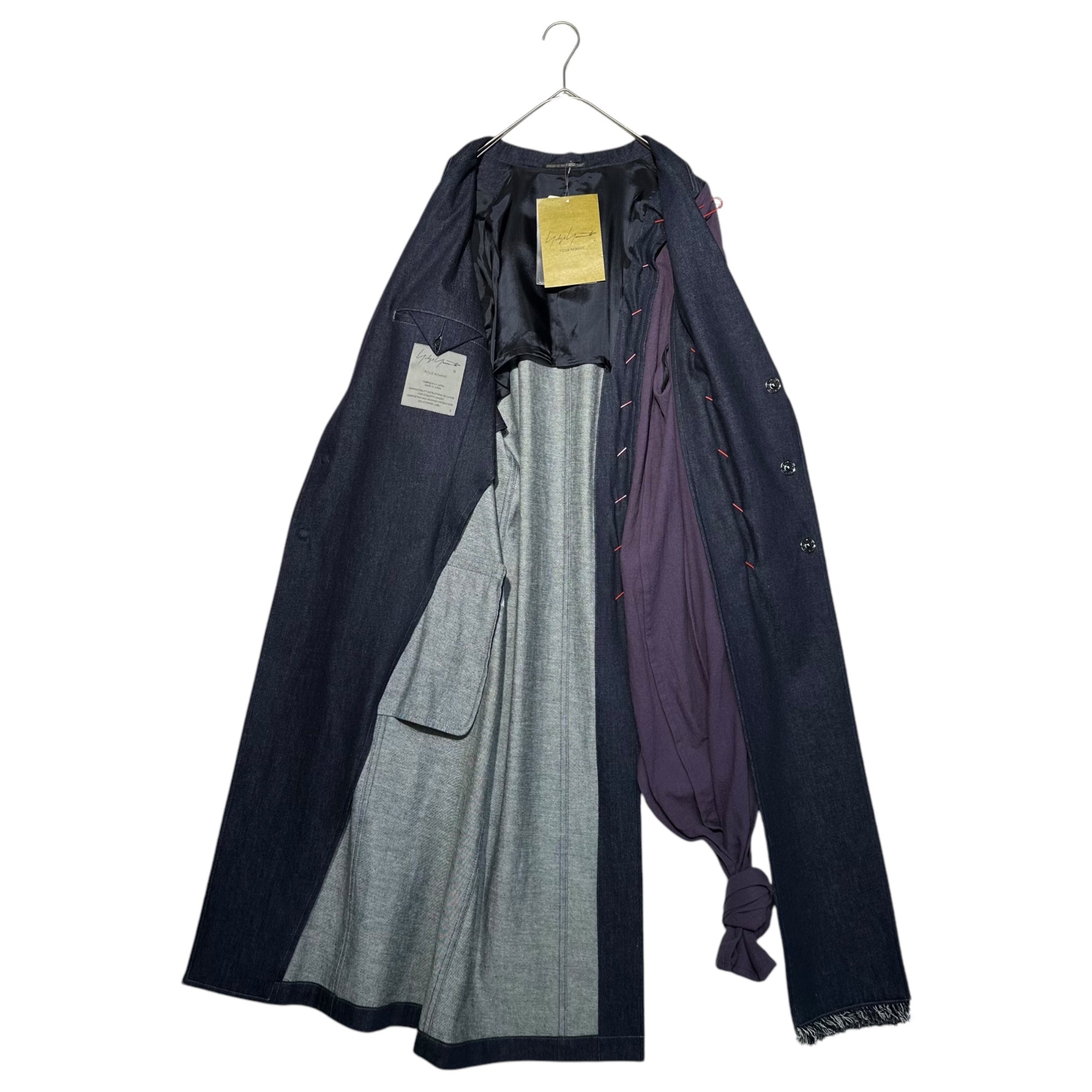 YOHJI YAMAMOTO POUR HOMME(ヨウジヤマモトプールオム) 24SS runway wear safety pin jacket ランウェイ着用 安全ピン ジャケット HS-345-813-1 2(S) インディゴ×パープル