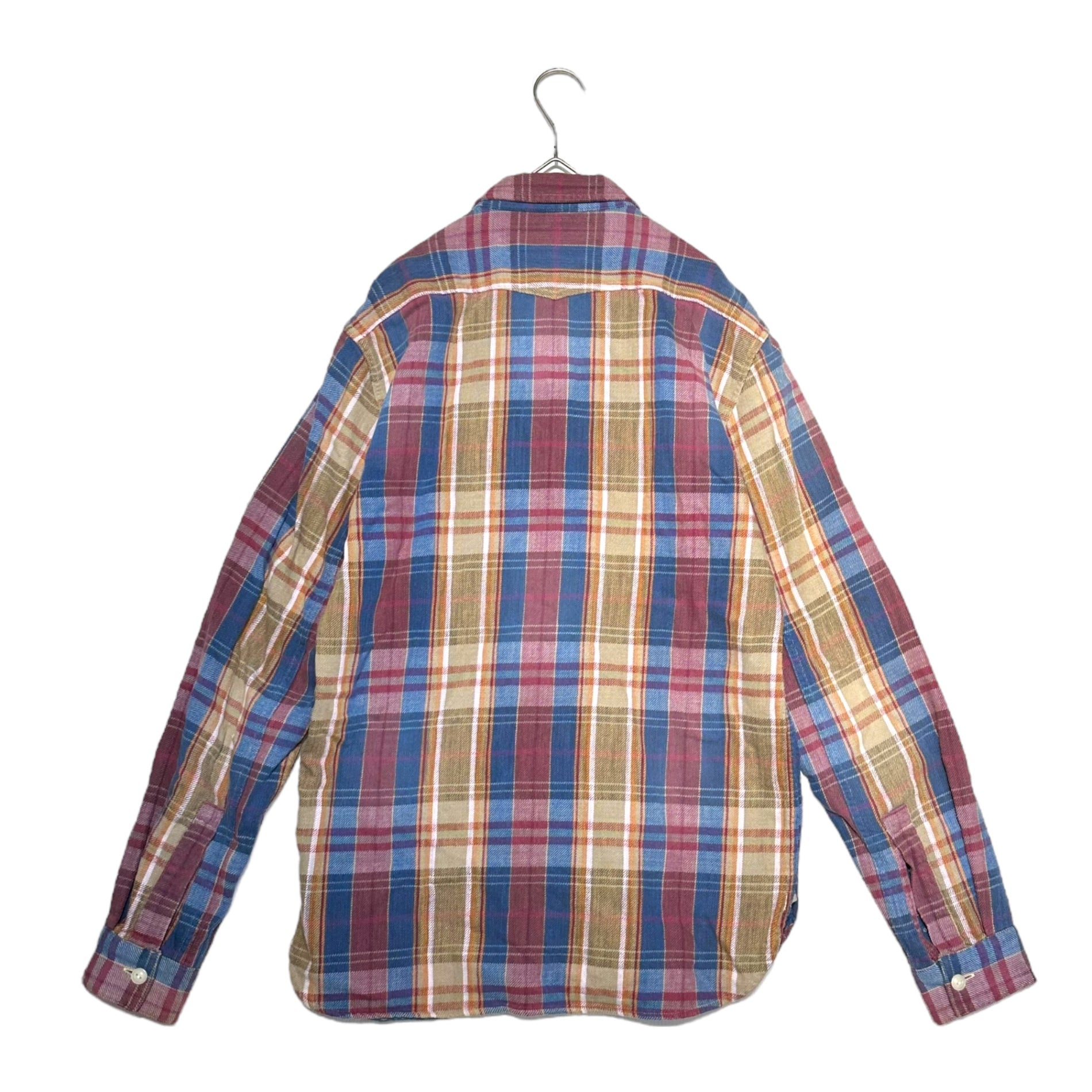RRL(ダブルアールエル) Chinstrap Check Long Sleeve Work Shirt チンストラップ チェック 長袖 ワーク シャツ S ブルー×レッド