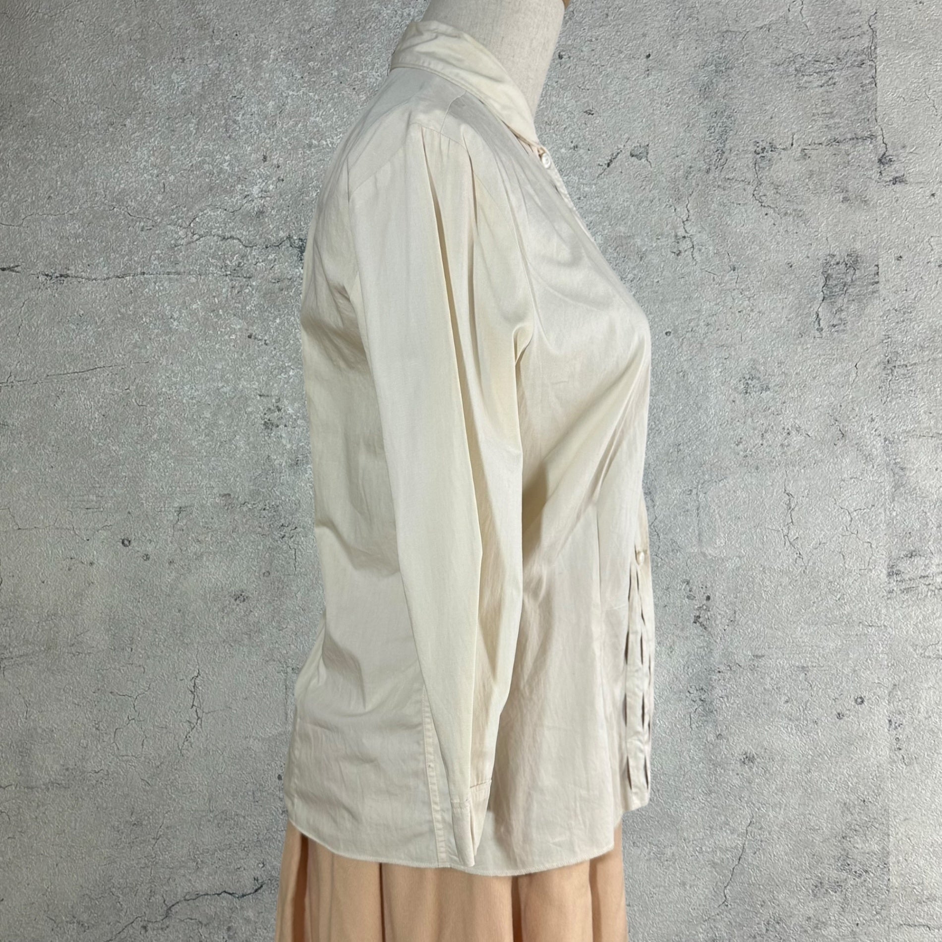 VINTAGE(ヴィンテージ) 60's~ center design long sleeve shirt センターデザイン長袖シャツ M~L程度 ベージュ×ブラウン