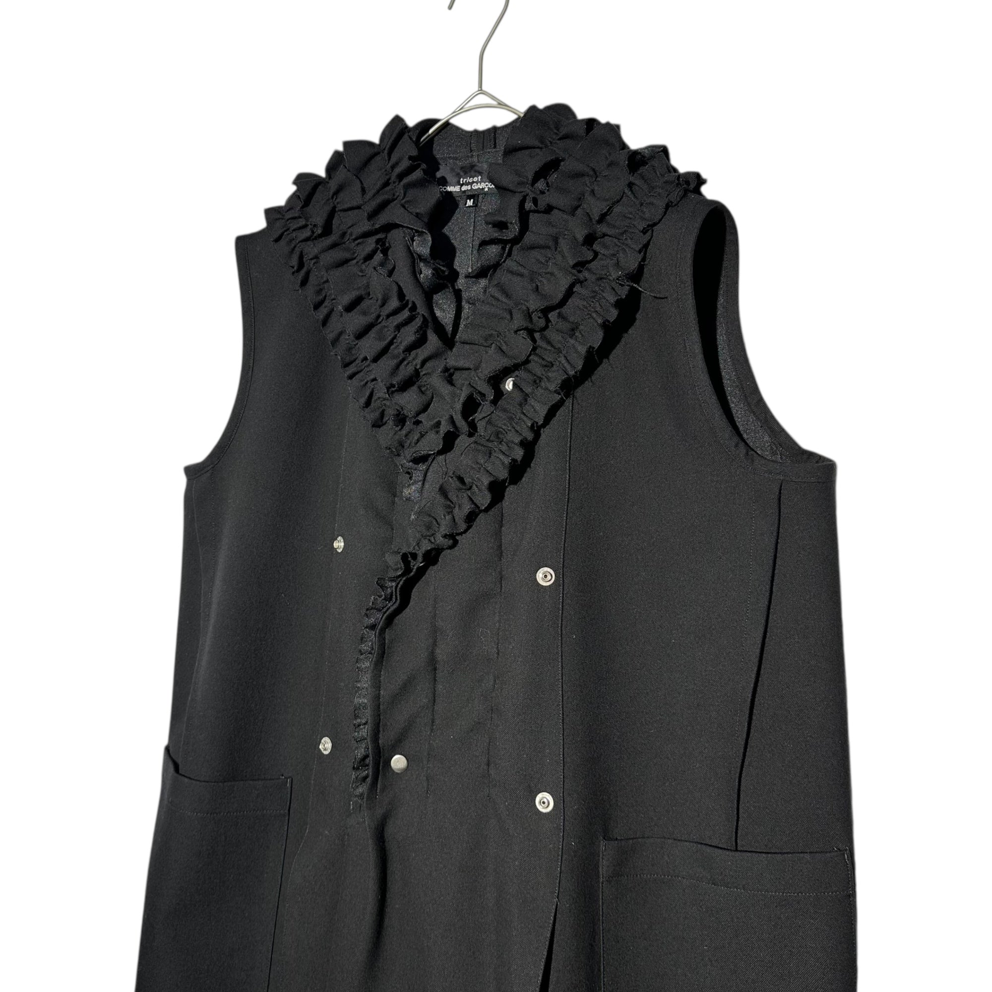 tricot COMME des GARCONS(トリココムデギャルソン) 19AW Sleeveless Ruffled Coat スリーブレス フリル コート TD-V004 M ブラック AD2019