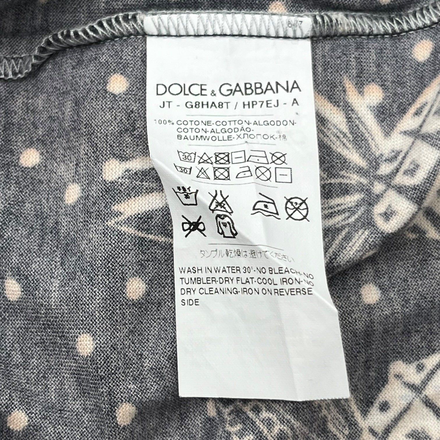 DOLCE&GABBANA(ドルチェ&ガッバーナドルガバ) Leopard and pineapple print T-shirt レオパード&パイナップル柄 Tシャツ G8HA8T HP7EJ 48(L程度) ブラウン×ブラック