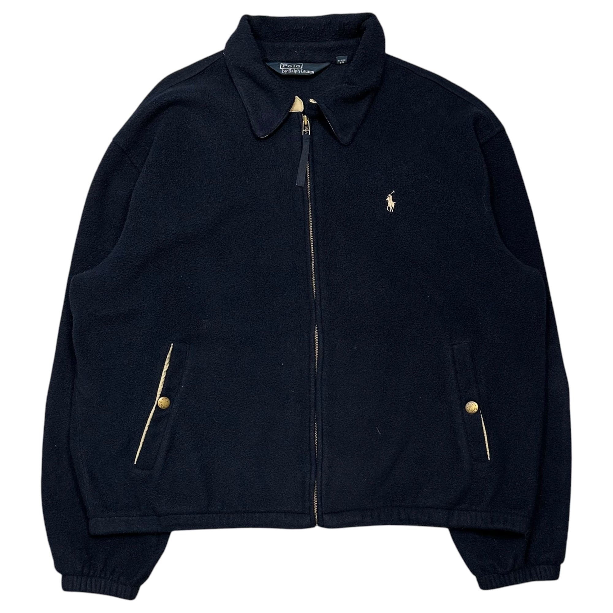 POLO RALPH LAUREN(ポロラルフローレン) 1990's POLARTEC Fleece Harrington jacket フリース スイングトップ XXL ネイビー 90年代 三角タグ ジャケット