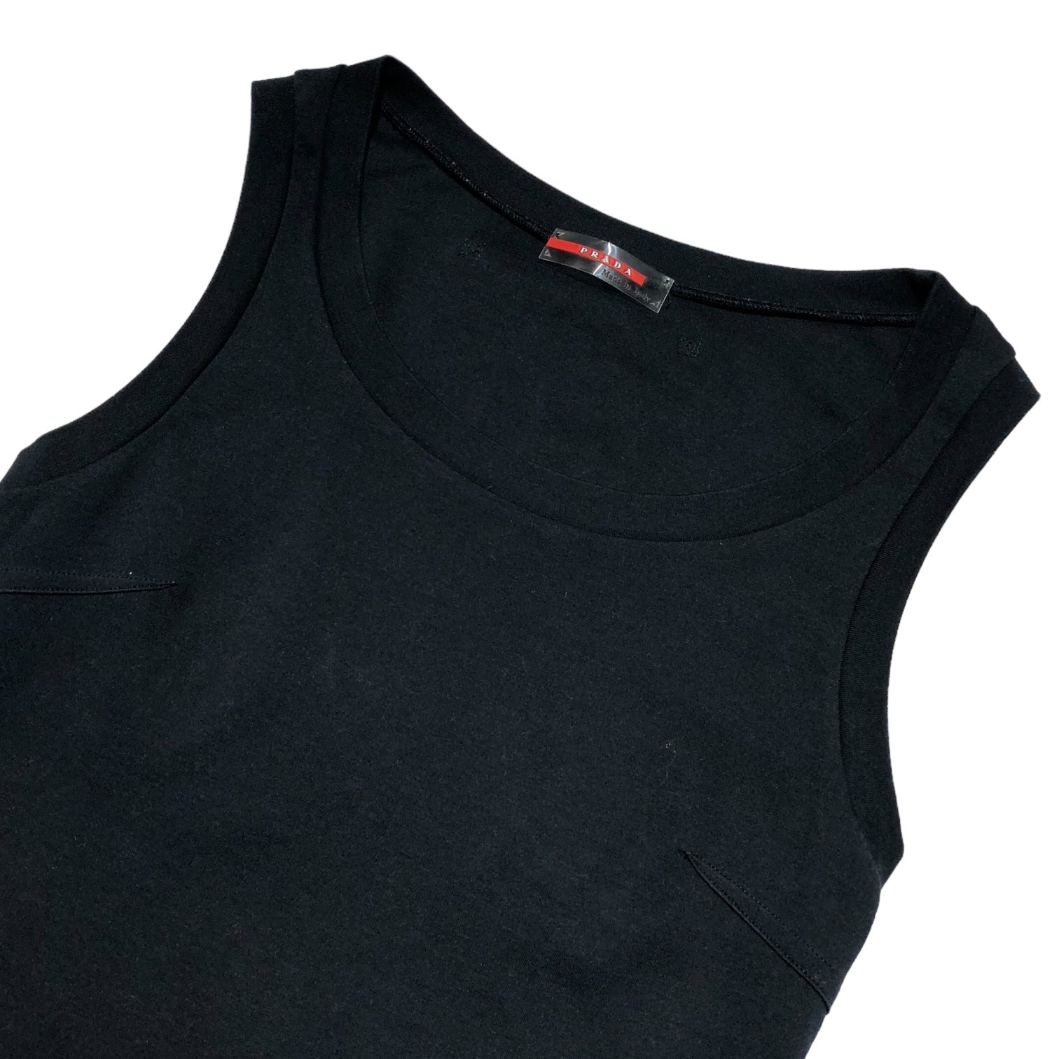 PRADA SPORT(プラダスポーツ) 00's back design line logo tank top バック デザイン ライン ロゴ タンクトップ M ブラック ノースリーブ カットソー Tシャツ