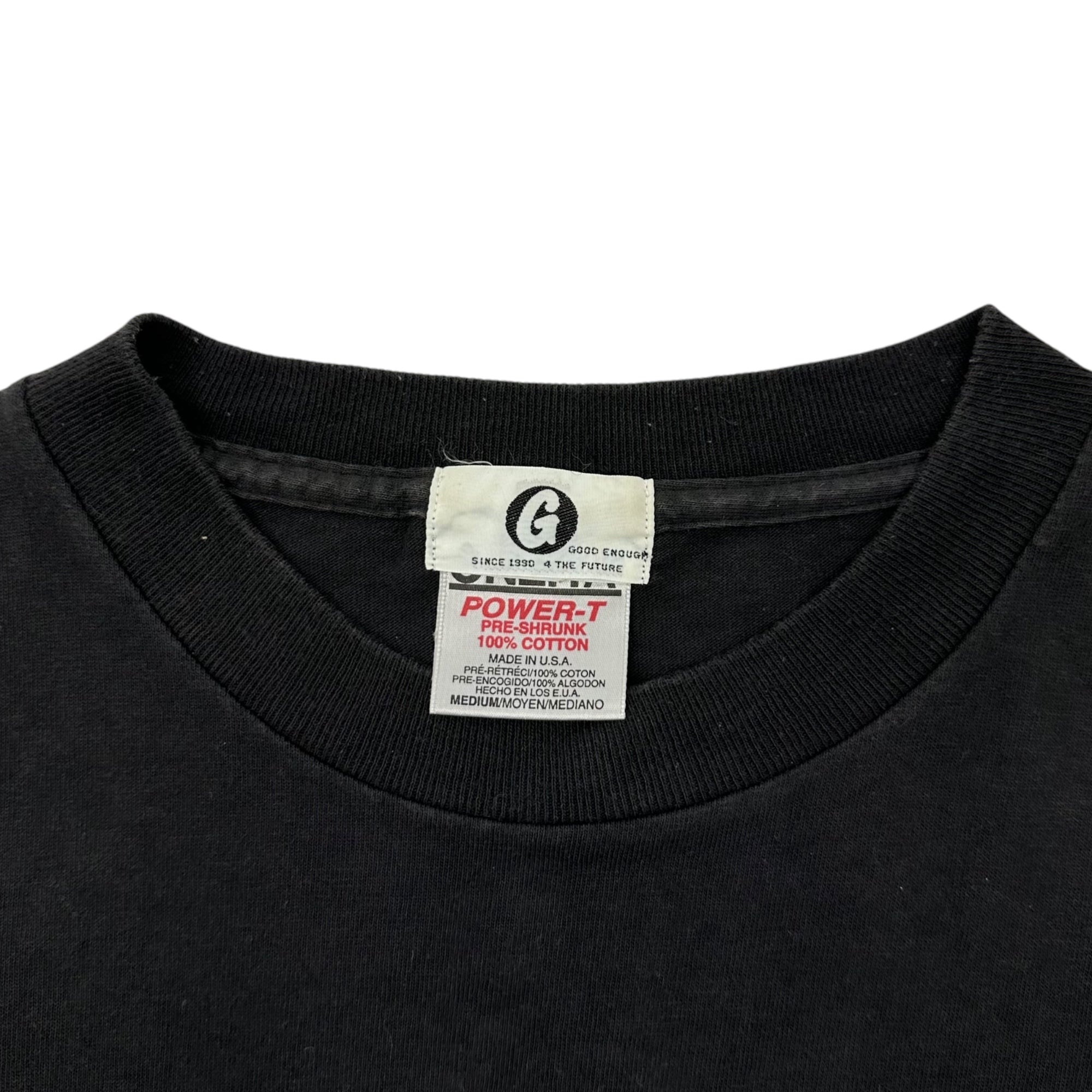 GOODENOUGH(グッドイナフ) 90's Early Front & Back Print Crew Neck T-Shirt 90年代 初期 フロント&バック プリント クルーネック Tシャツ M ブラック×ホワイト