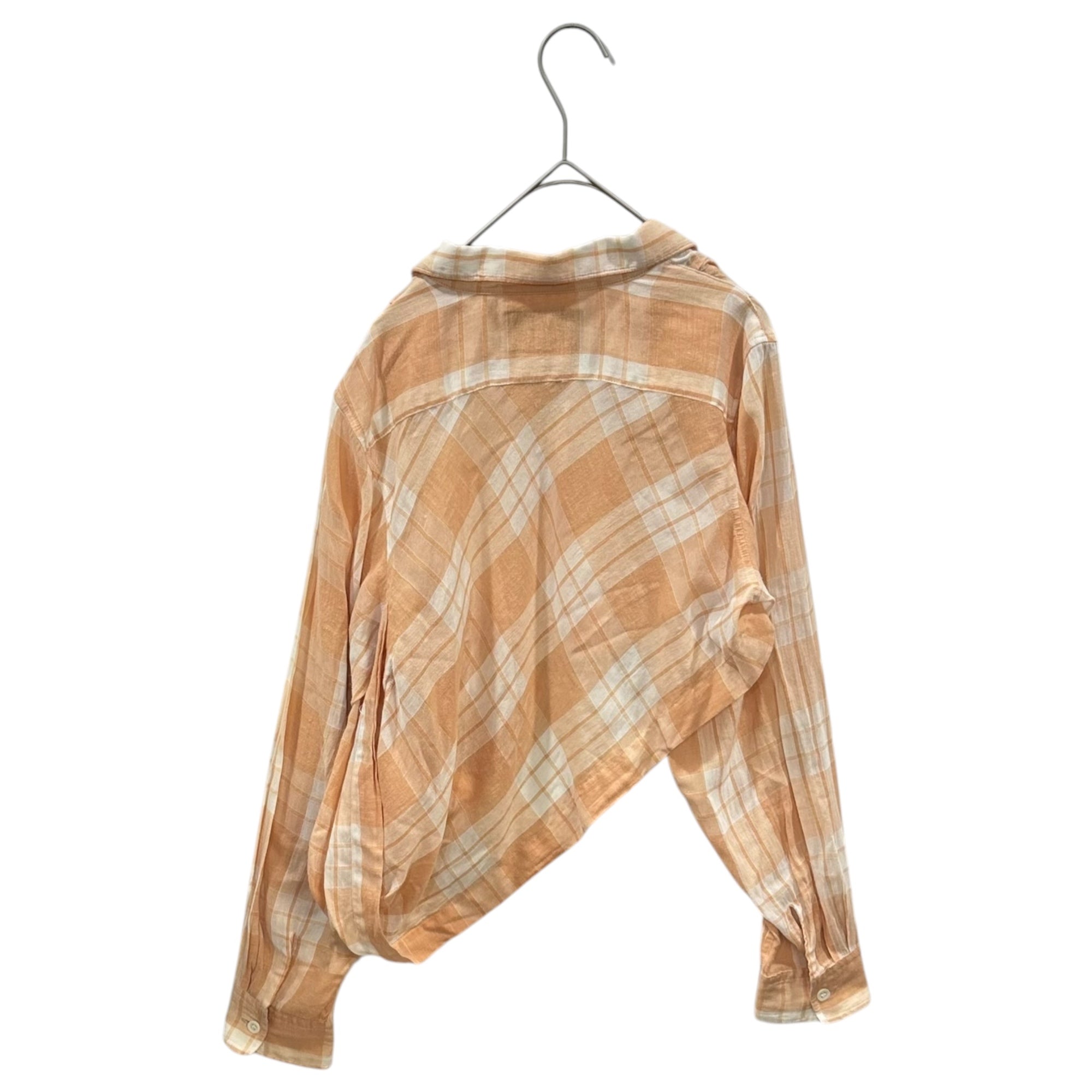 COMME des GARCONS FRANCE(コムデギャルソンフランス) 1980's Asymmetrical Check L/S Shirt アシンメトリー 長袖 チェック シャツ S オレンジ×ホワイト 80年代 アーカイブ シアー
