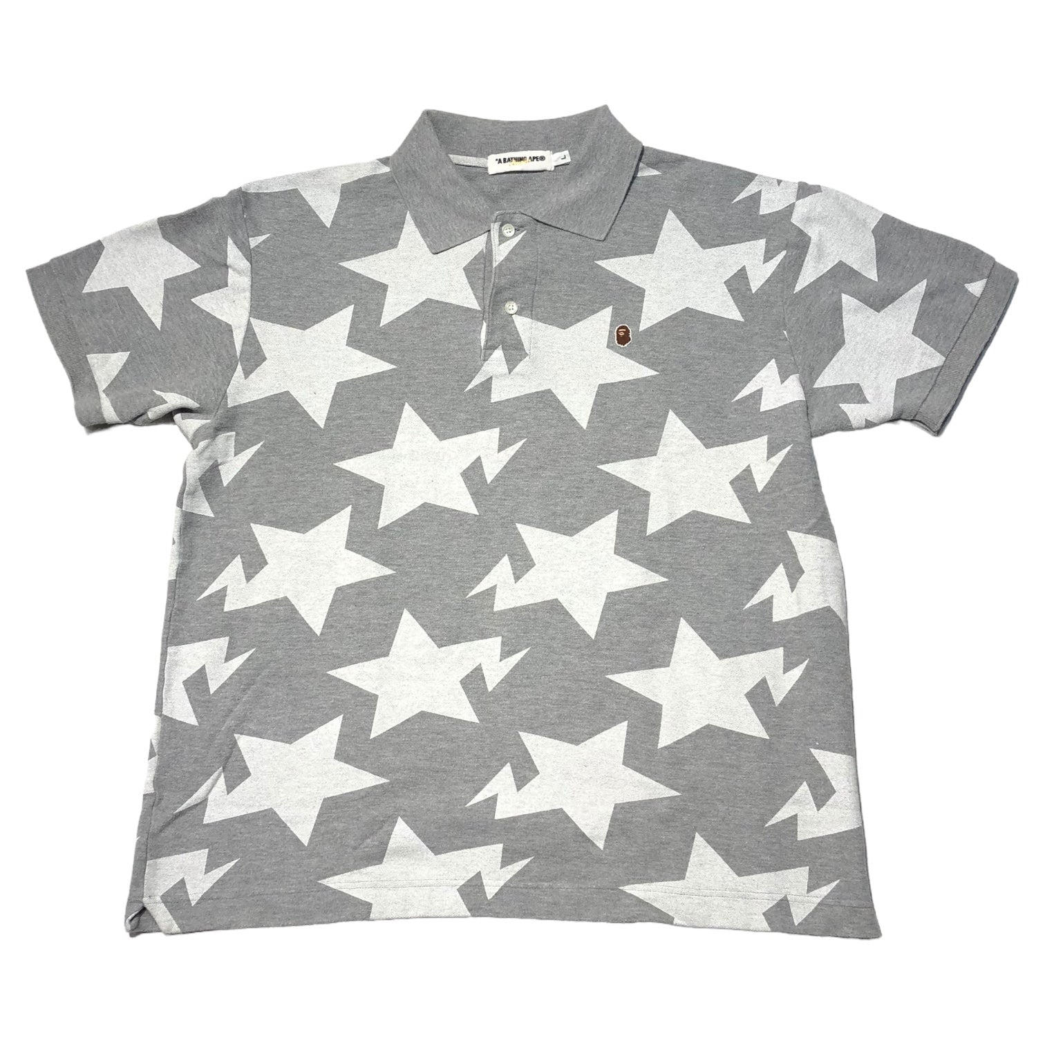 A BATHING APE(アベイシングエイプ) 00's STA POLO SHIRT スタ ポロシャツ L グレー×ホワイト
