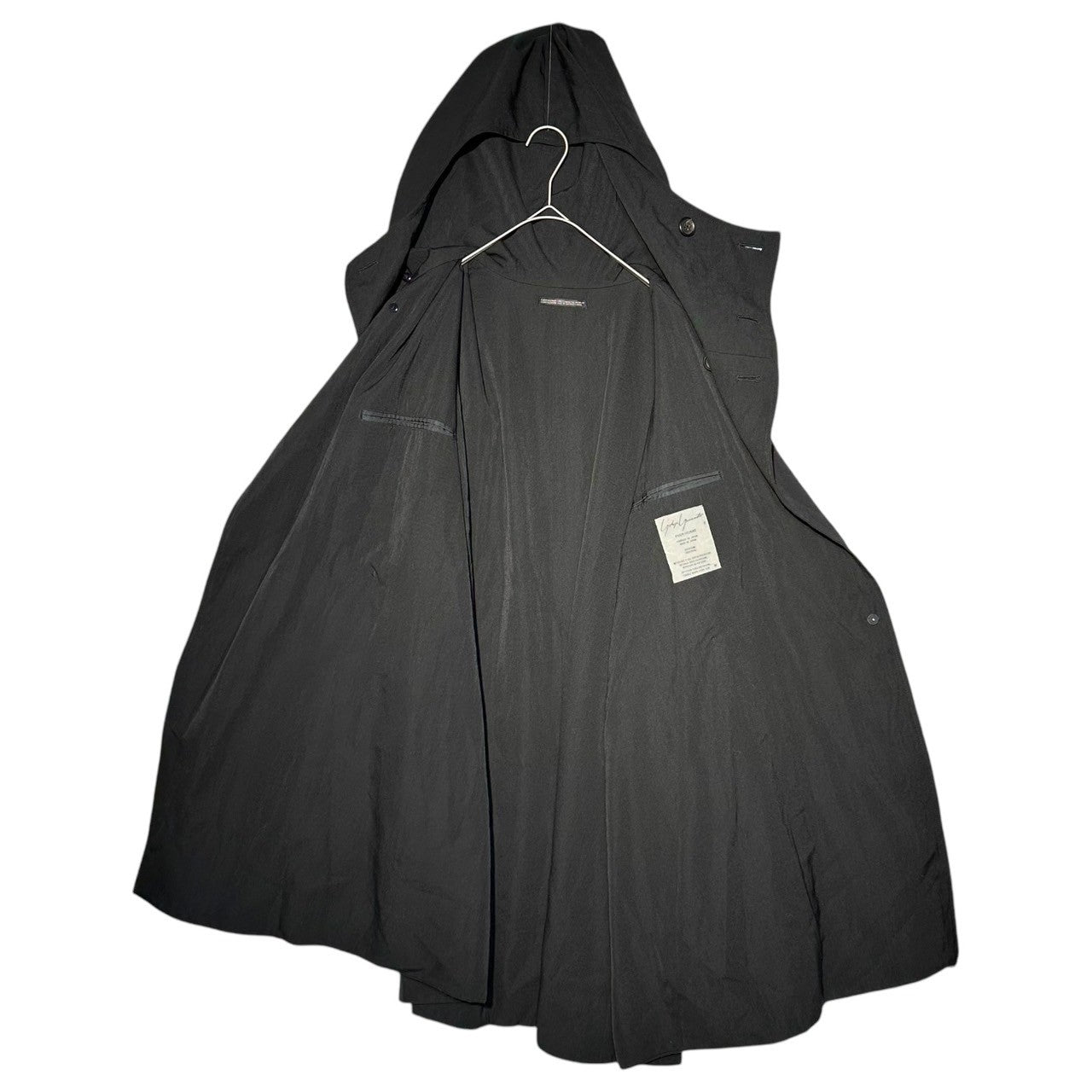 YOHJI YAMAMOTO POUR HOMME(ヨウジヤマモトプールオム) 80~90's vintage double-sided wool gabardine hooded oversized half coat 80~90年代 ヴィンテージ 両面 ウールギャバジン フーデッド オーバーサイズ ハーフ コート M ブラック