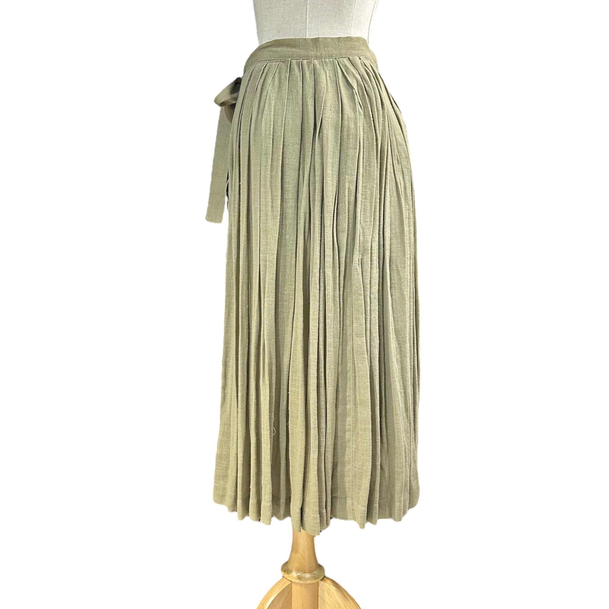 ISSEY MIYAKE(イッセイミヤケ) 70's Vintage Pleated Long Wrap Skirt 70年代 ヴィンテージ プリーツ 巻き スカート JL52039 9号(M~L程度) ベージュ 初期 筆タグ