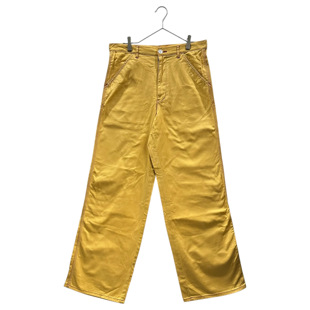 COMME des GARCONS HOMME PLUS(コムデギャルソンオムプリュス) 2000SS Gobelin-Era Red-Stitch Wide Straight Pants ゴブラン期 レッド ステッチ ワイド ストレート パンツ PP-10019M M イエロー×レッド AD1999 00s アーカイブ