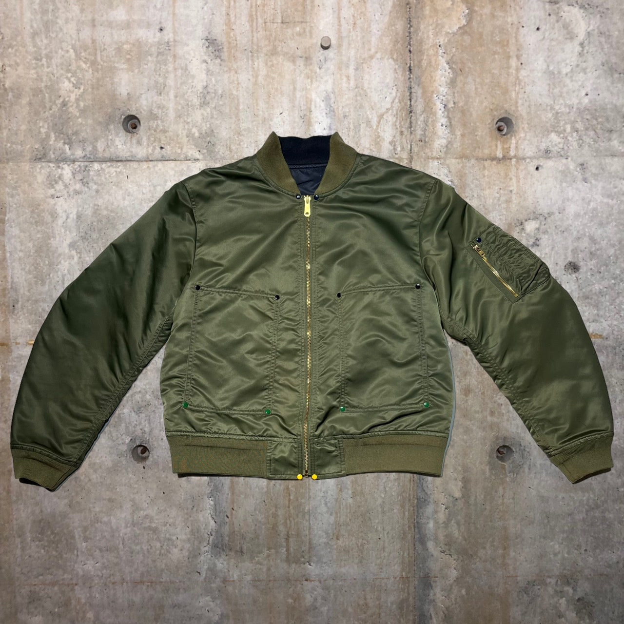 TOGA VIRILIS(トーガビリリース) Nylon twill bomber jacket TV52-FC313 46 カーキ×ネイビー