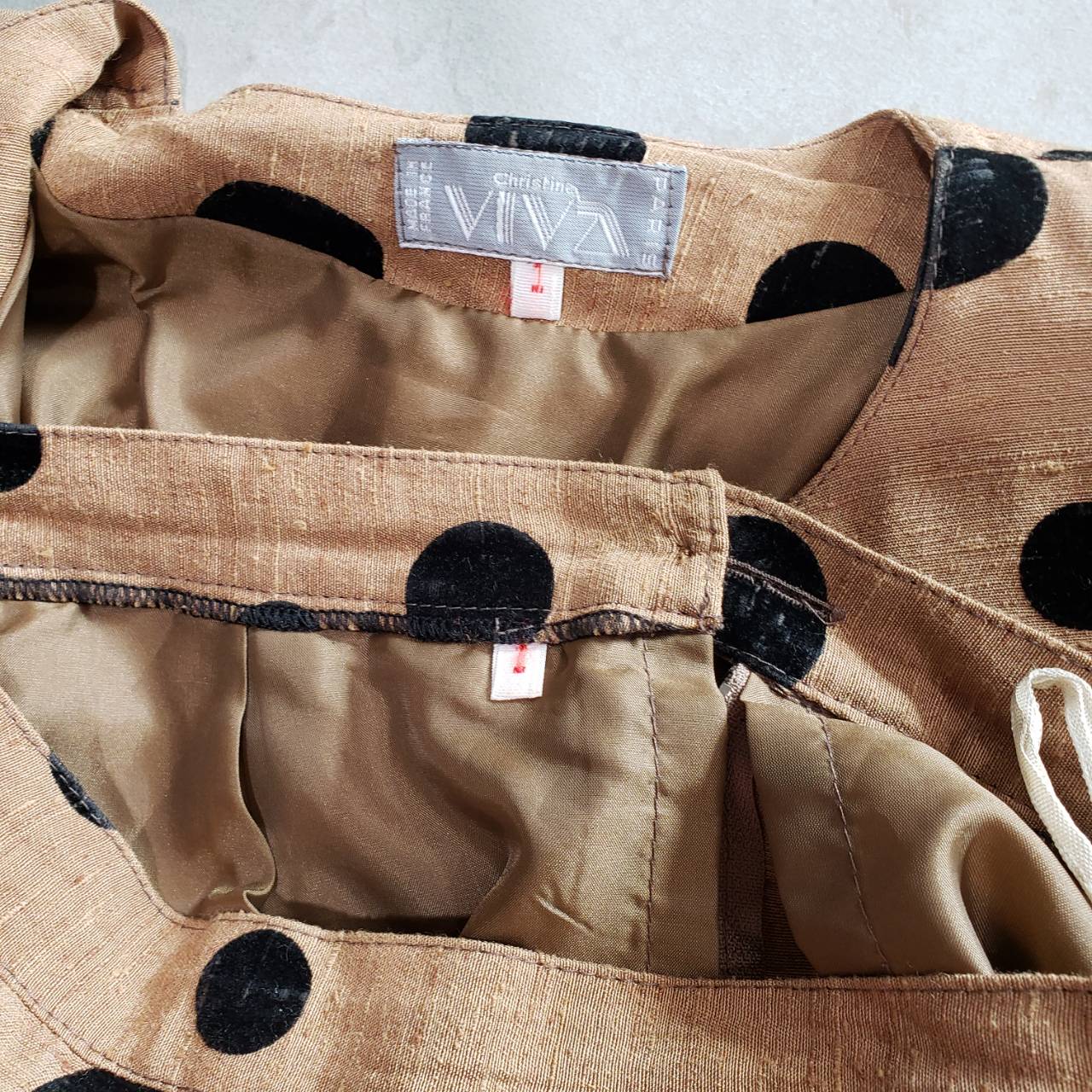 Euro Vintage(ヨーロッパヴィンテージ) Mame_ドットなセットアップジャケット 1(Sサイズ程度) ブラウン