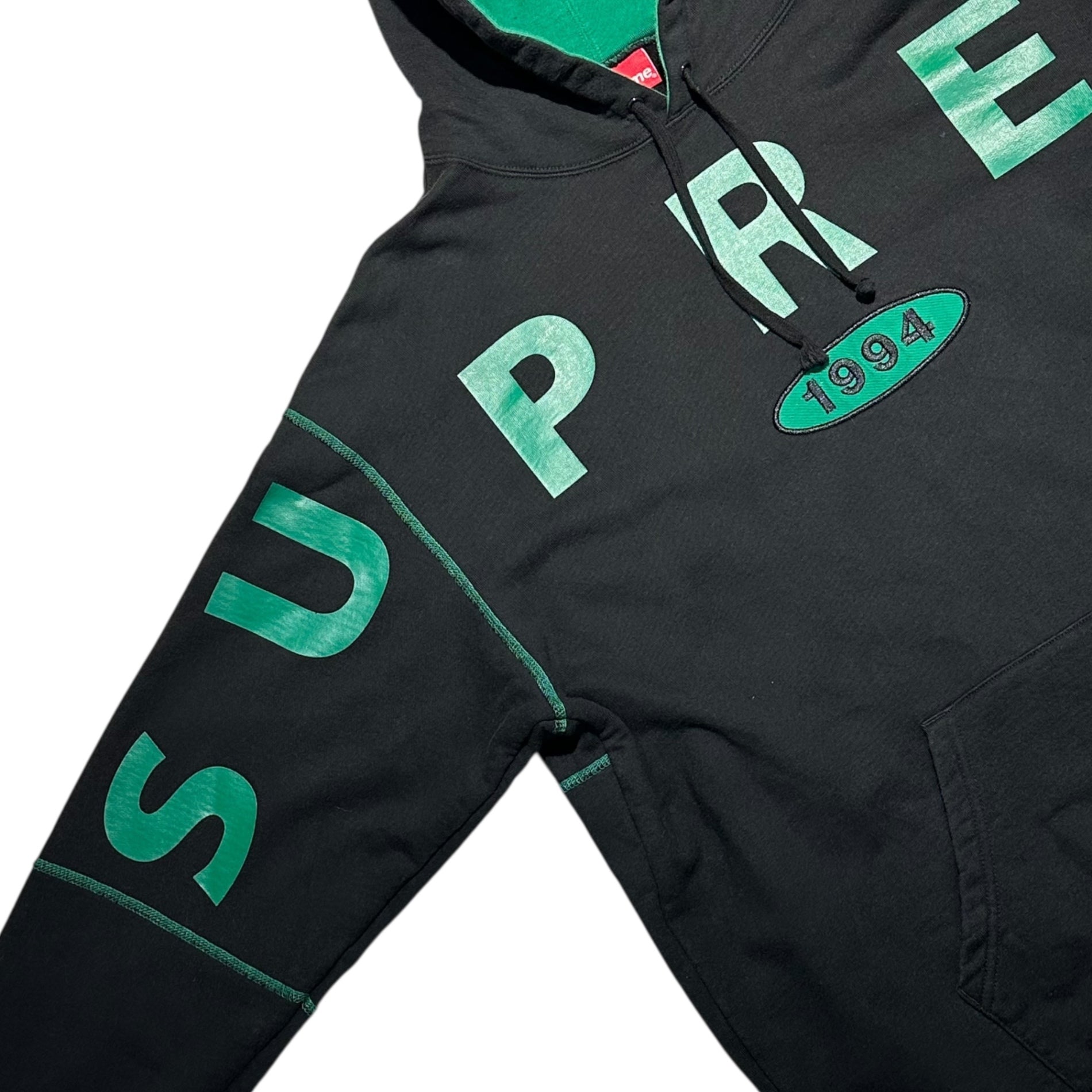 SUPREME(シュプリーム) 19AW spread logo Hooded sweatshirt スプレッド ロゴ プルオーバー パーカー L ブラック×グリーン 19FW