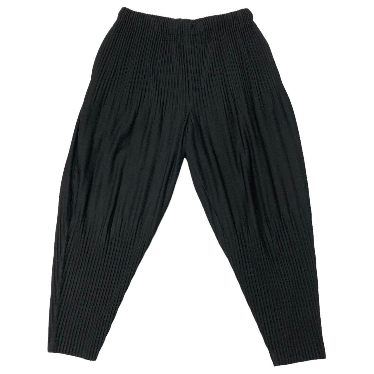 HOMME PLISSE ISSEY MIYAKE(オムプリッセイッセイミヤケ) Erased pleated tapered cropped  pants 消しプリーツテーパードクロップドパンツ HP91JF103 1(S程度) ブラック 完売品