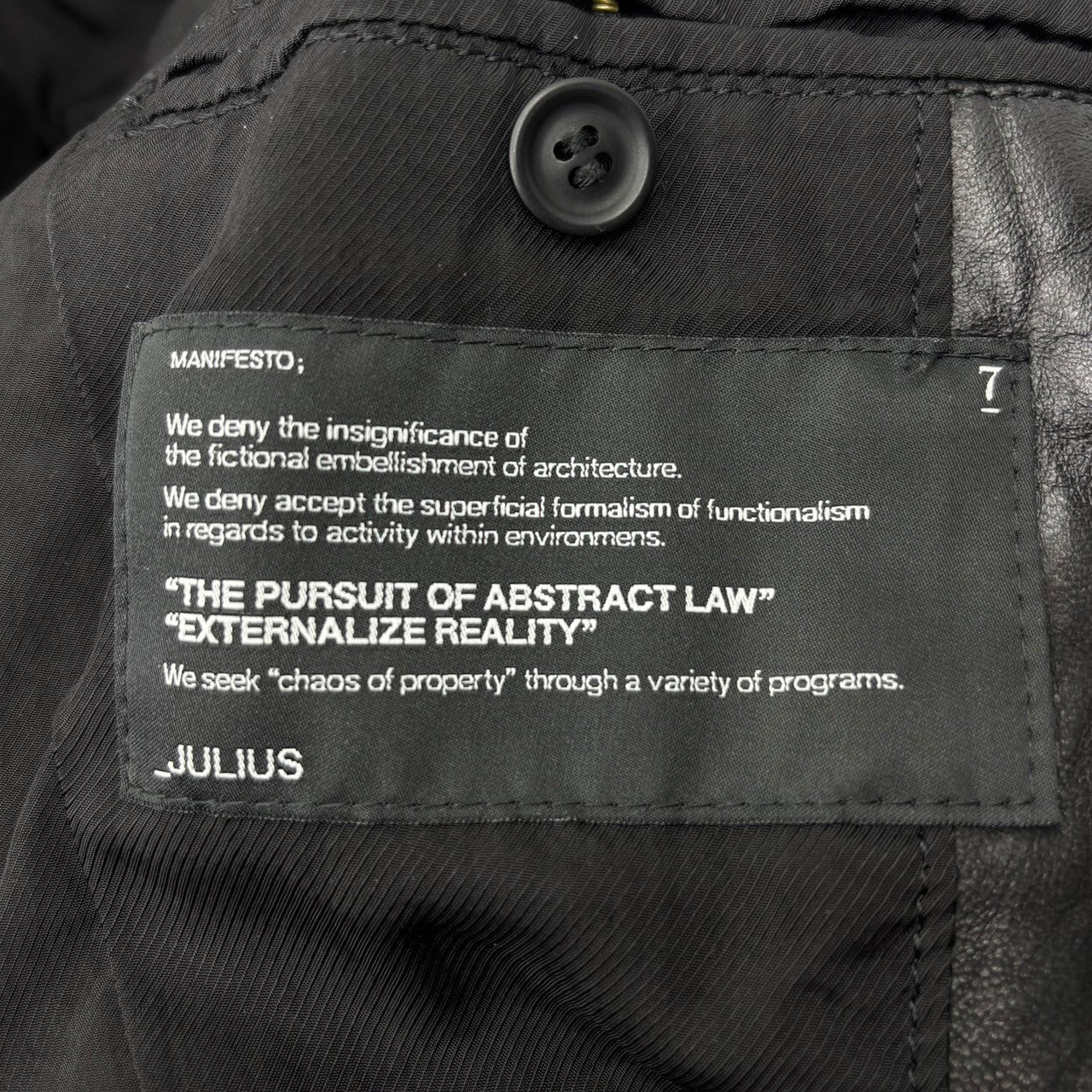 JULIUS(ユリウス) 13SS Collarless zip-up lamb leather jacket ノーカラー ジップアップ ラムレザー ジャケット 1(S) ブラック