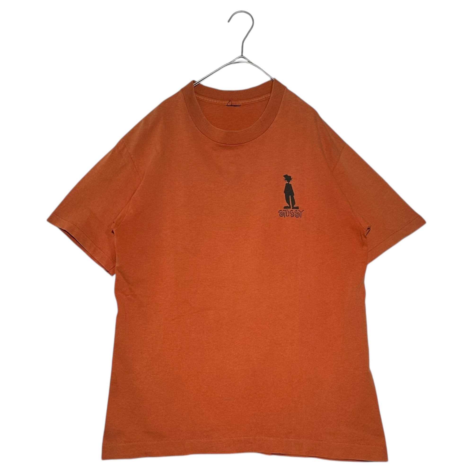 STUSSY(ステューシー) 80's SHADOW MAN TEE シャドーマン プリント Tシャツ 表記無(M程度) オレンジ 80年代 ヴィンテージ オールド
