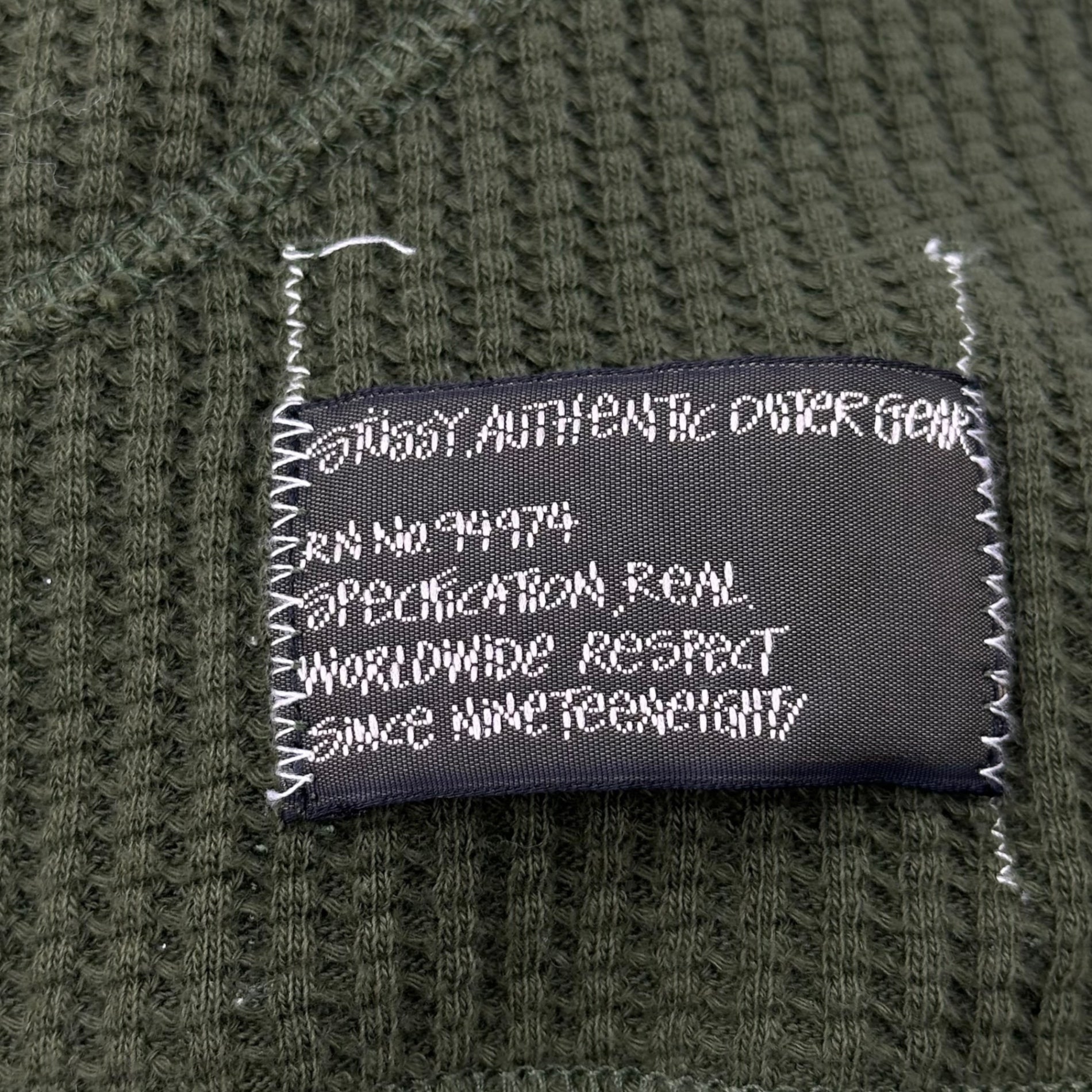 STUSSY(ステューシー) AUTHENTIC OUTER GEAR Waffle Pullover Hoodie ワッフル プルオーバー パーカー M オリーブ