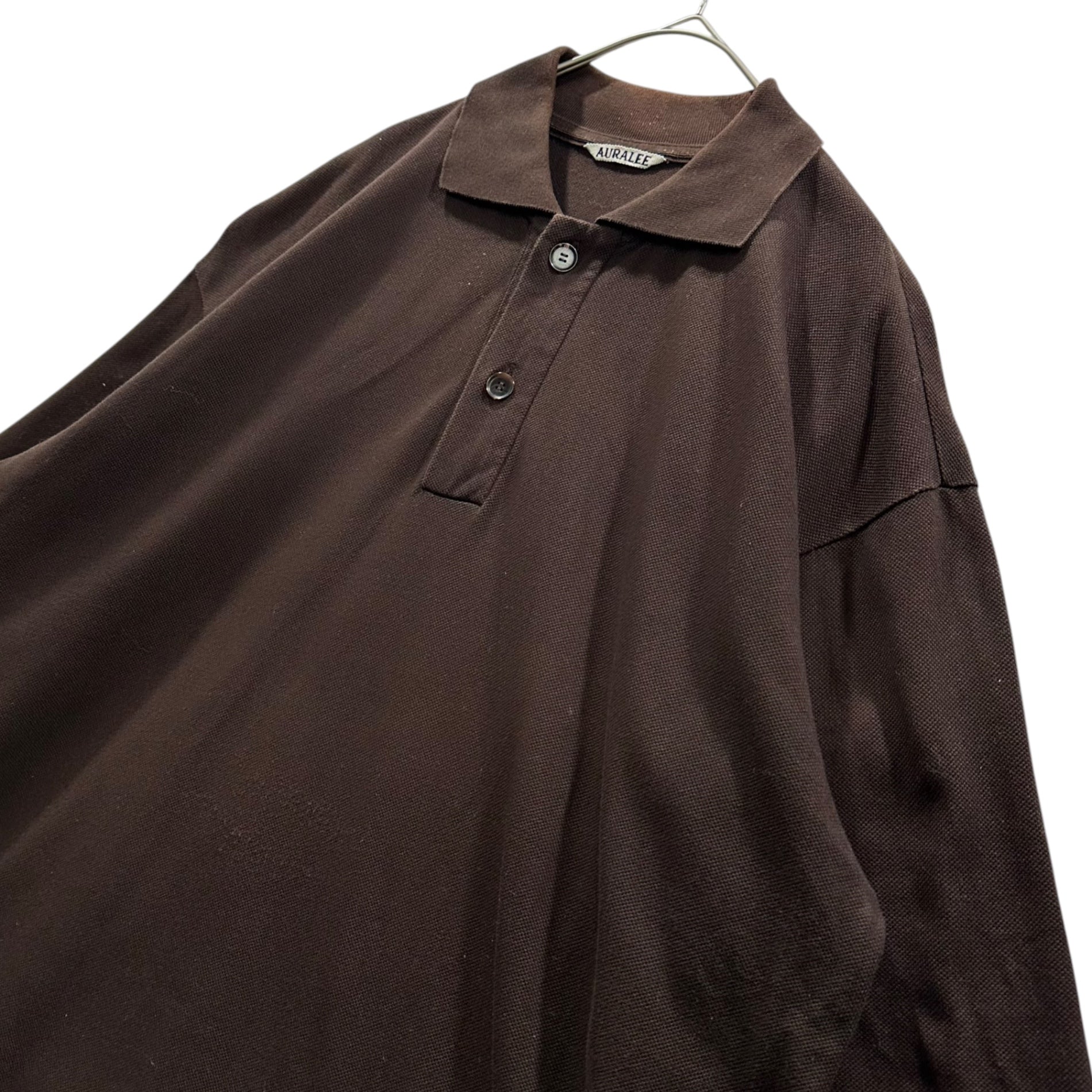 AURALEE(オーラリー) 2021SS SUPER FINE COTTON SALT SHRINK PIQUE BIG POLO スーパー ファイン コットン ソルト シュリンク ビッグ ポロシャツ A21SP01EK 4 ブラウン