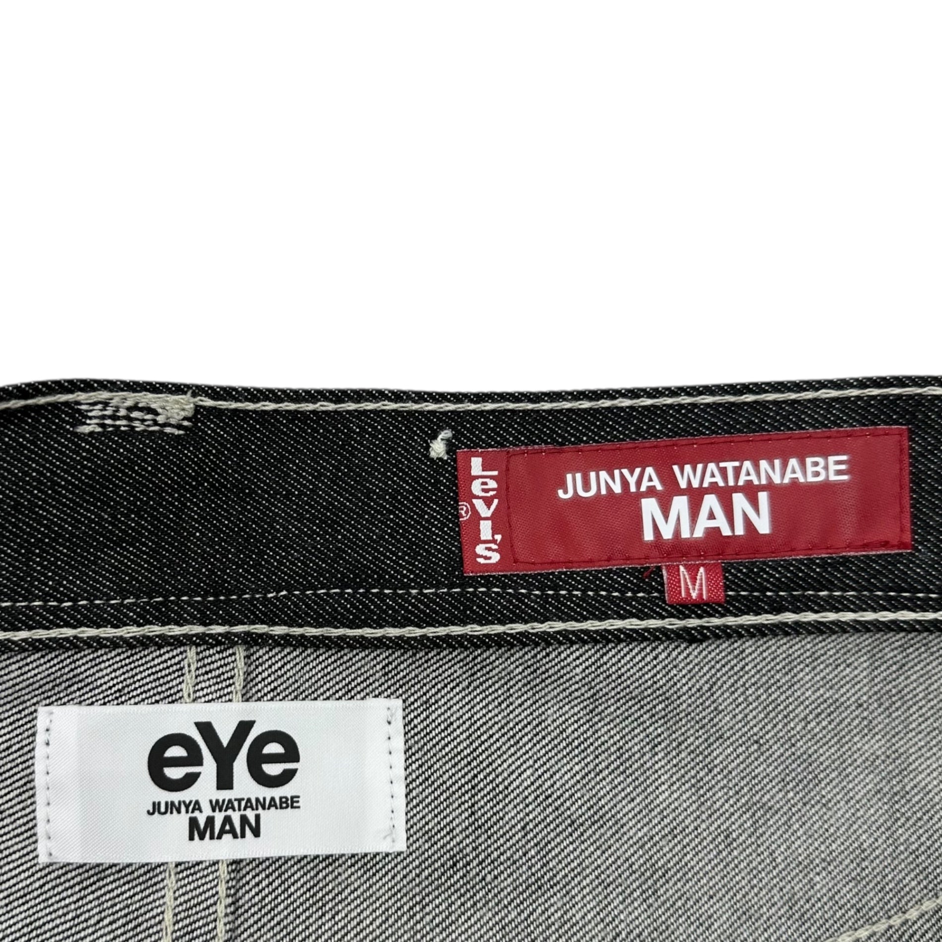 eye JUNYA WATANABE MAN × JUNYA WATANABE MAN × LEVI'S(アイジュンヤワタナベマン×ジュンヤワタナベマン ×リーバイス) 25SS Triple Name White Stitch Wide Black Denim Pants トリプルネーム ホワイト ステッチ ワイド ブラック デニム パンツ WO-P902 M ブラック×ホワイト AD2024