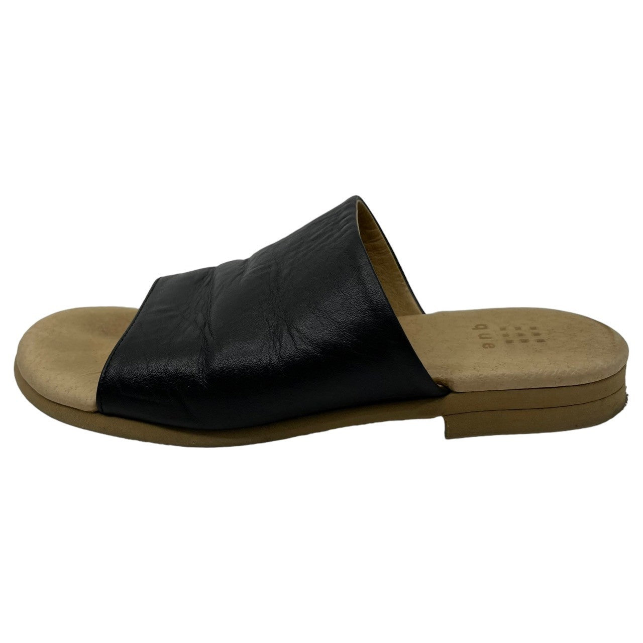 que(キュー) レザーサンダル ブラック