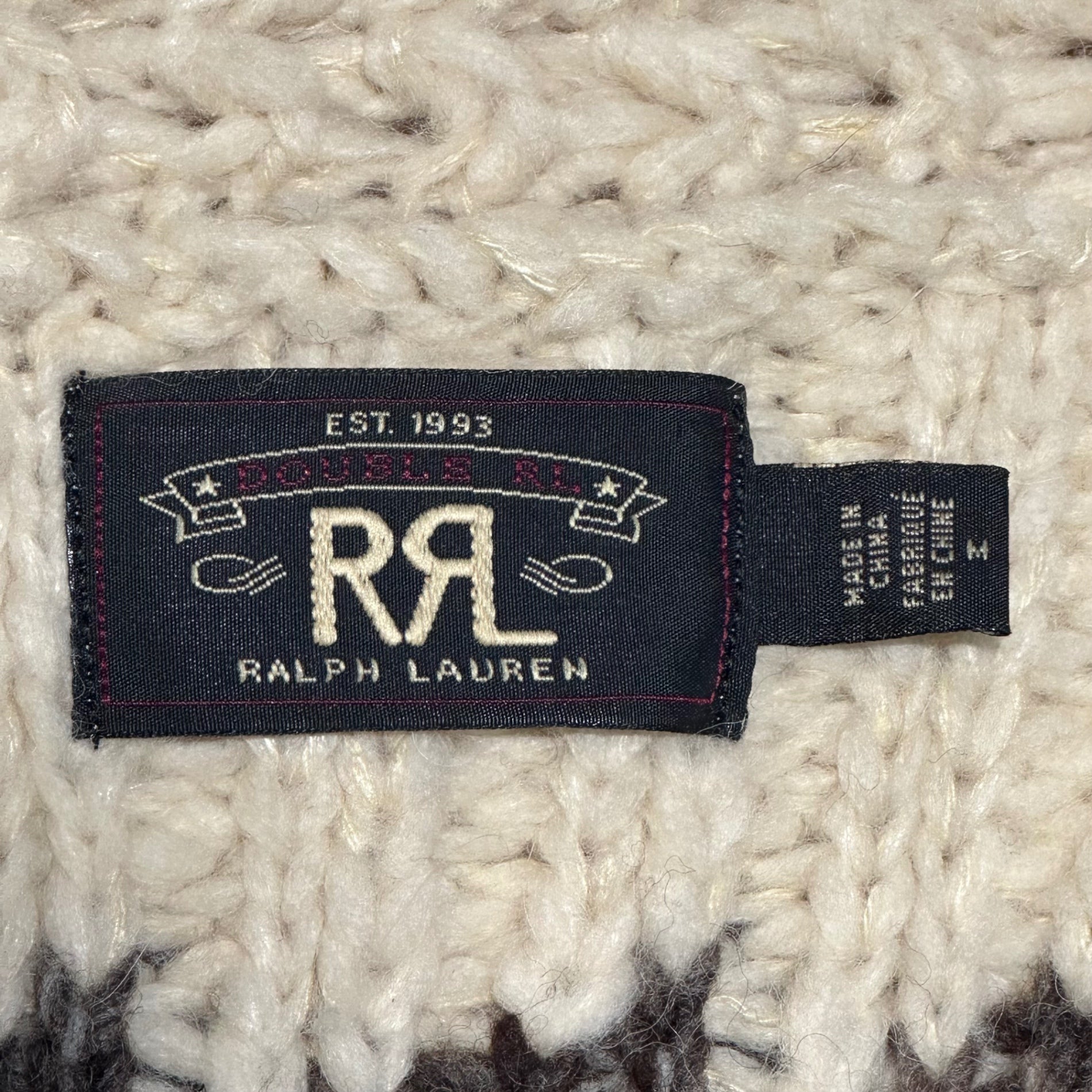 RRL(ダブルアールエル) Border Design Shawl Collar Low Gauge Knit Cardigan ボーダー デザイン ショールカラー ローゲージ ニット カーディガン 782710697001 M アイボリー×ブラウン アルパカ、シルク混