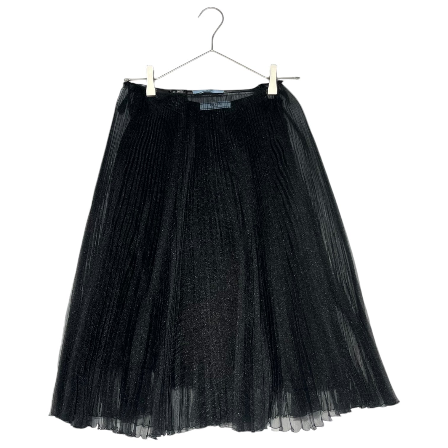 PRADA(プラダ) 17SS Lame chiffon pleated skirt ラメ シフォン プリーツ スカート P147N 36(S程度)  ブラック ペチスカート チュール シアー