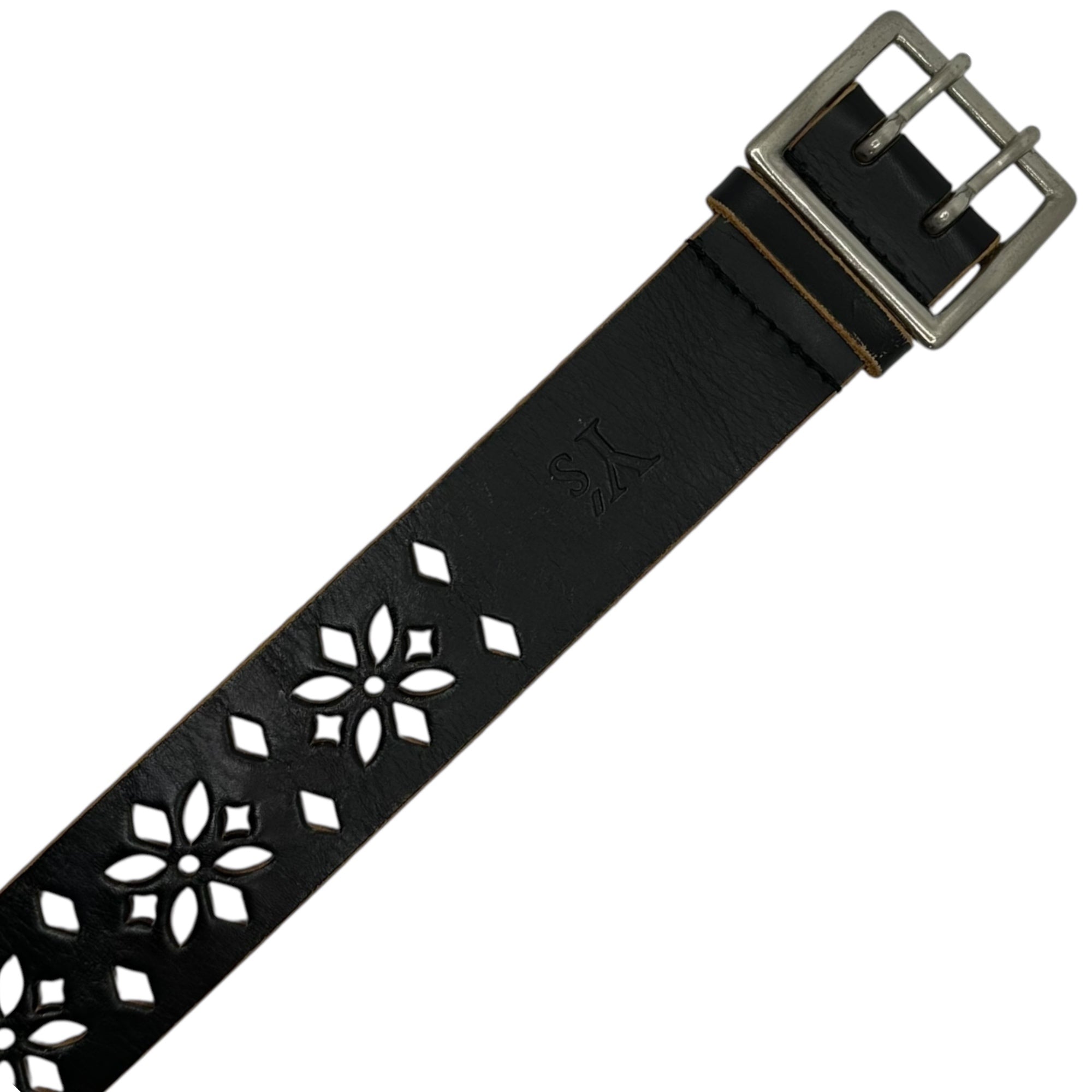 Y's(ワイズ) Flower Punching Leather Belt フラワー パンチング レザー ベルト YB-F06-773 ブラック