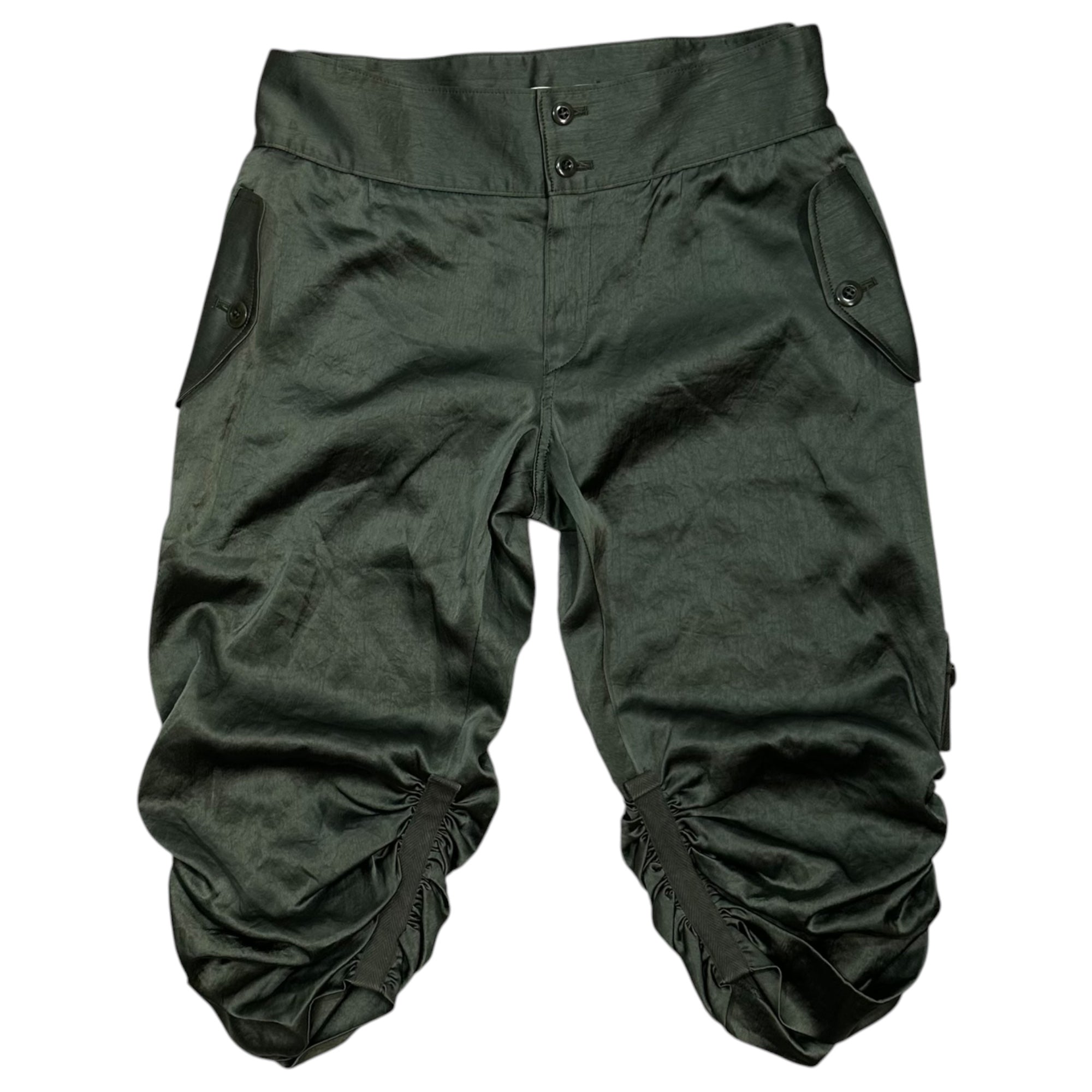 ISSEY MIYAKE(イッセイミヤケ) 2006SS Triacetate Parachute Cropped Pants トリアセテート パラシュート クロップド パンツ IM61FF022 2(M) カーキ 滝沢直己氏デザイン最終期 道化師パンツ ウィメンズライン 男性着用可能
