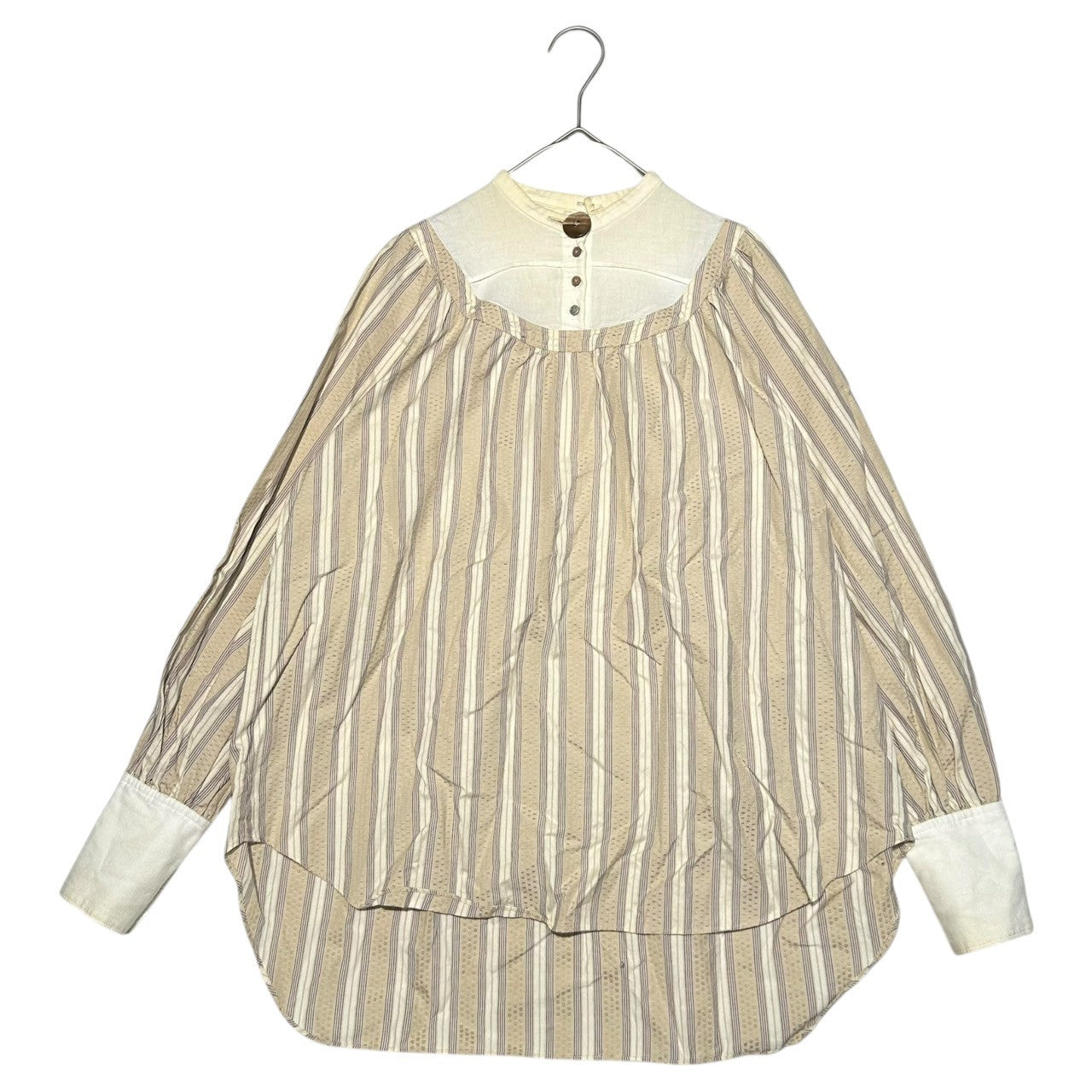 YAB-YUM(ヤブヤム ) Henley neck striped blouse ヘンリーネック ストライプ ブラウス FREE アイボリー