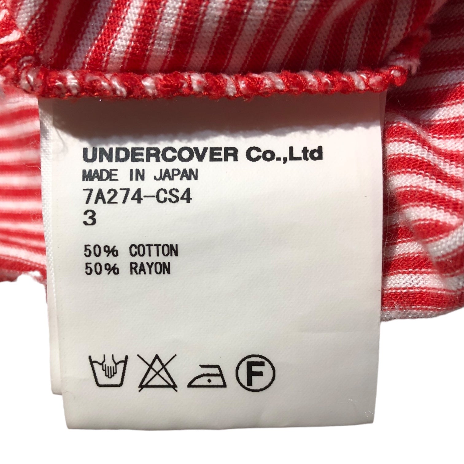 UNDERCOVERISM(アンダーカバーイズム) Cotton rayon border cut and sew コットン レーヨン ボーダー カットソー 7A274-CS4 3(L程度) レッド×ホワイト 長袖 Tシャツ