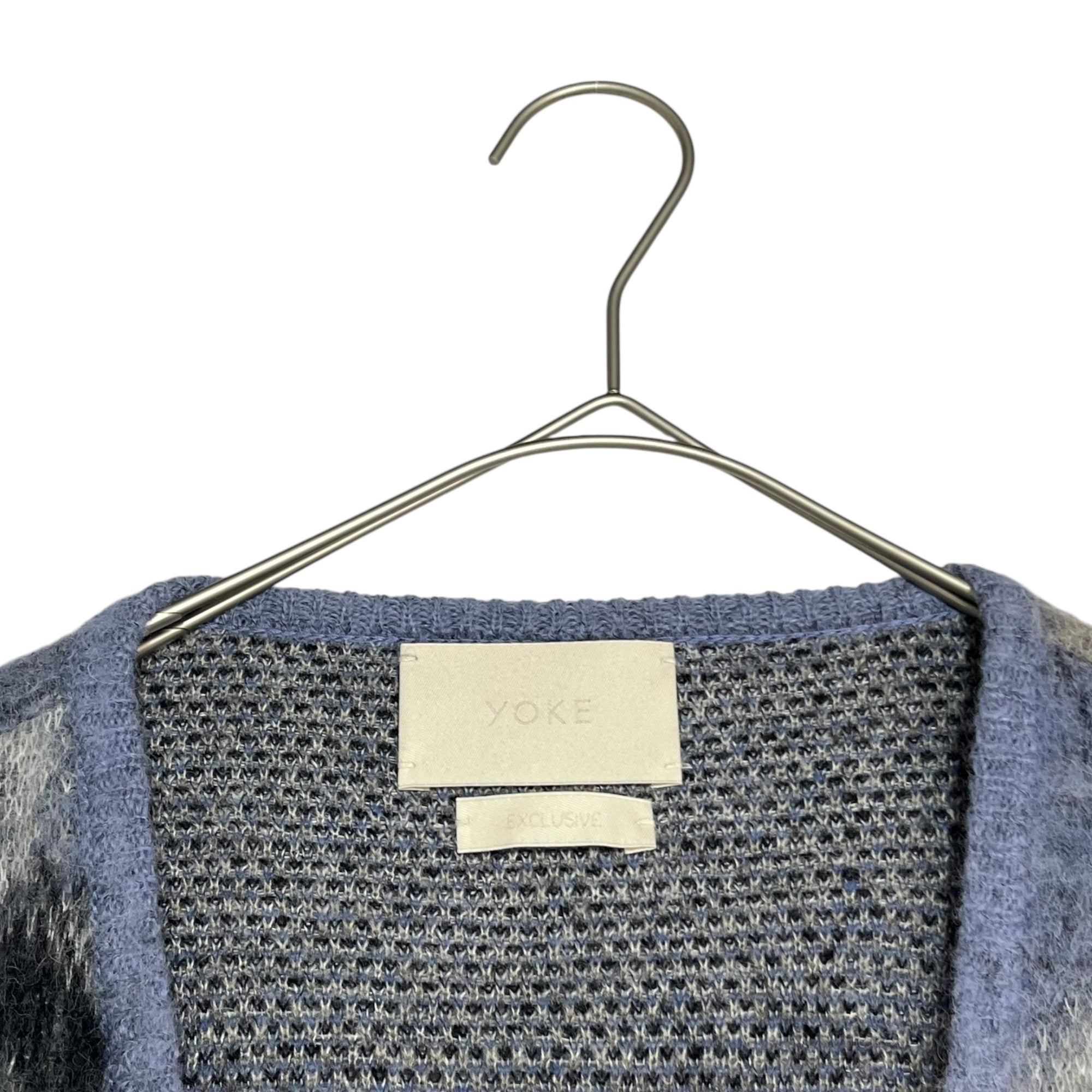YOKE(ヨーク) 21AW ROTHKO JACQUARD CARDIGAN ジャガード カーディガン モヘア タイプ YK21AW0284S-AR 3 ブルー 参考定価46,200円(税込) ニット