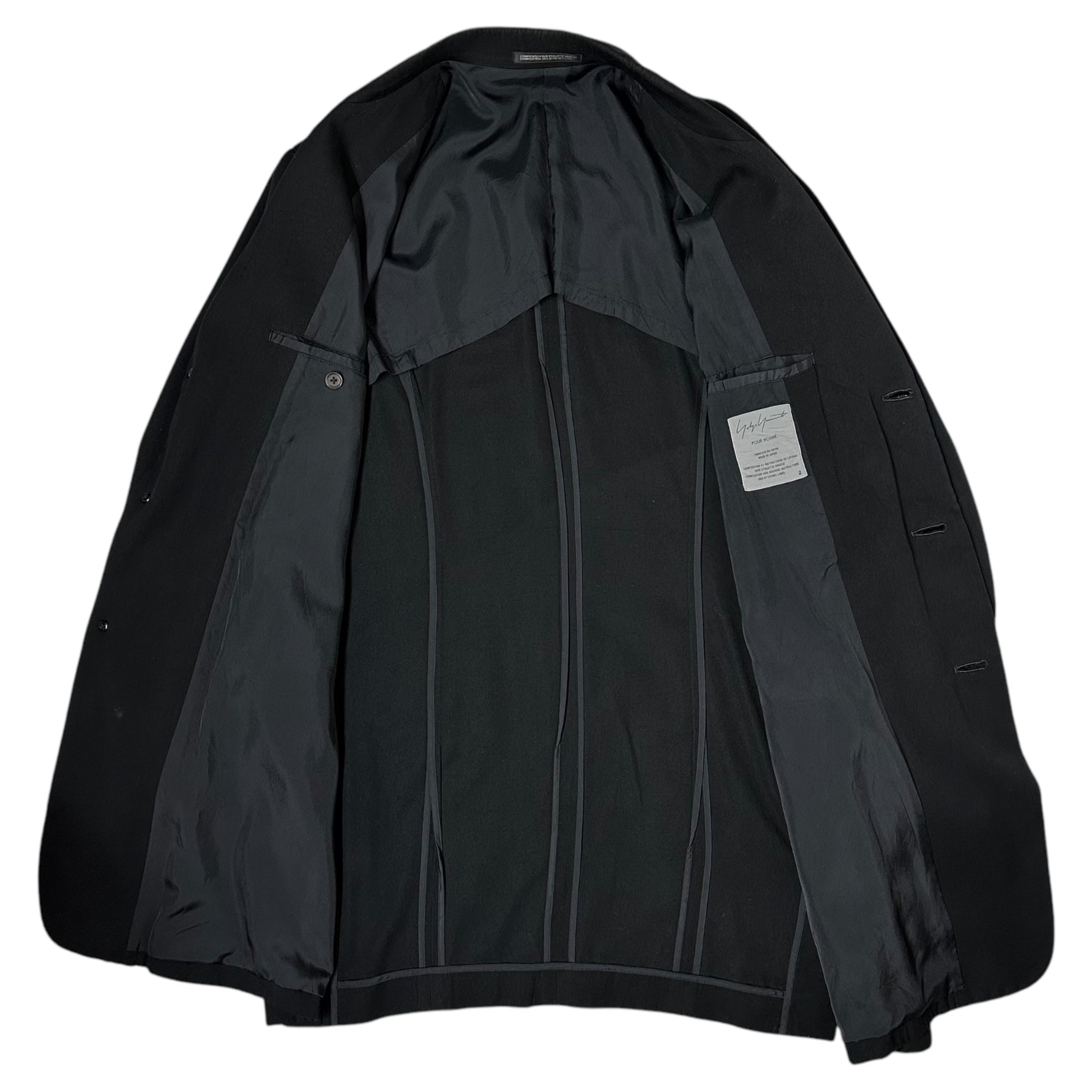 YOHJI YAMAMOTO POUR HOMME(ヨウジヤマモトプールオム) 06SS Baseball Period Piping Big Flap Pockets Design Long Tailored ベースボール期 パイピング ビッグ フラップ ポケット デザイン ロング テーラード ジャケットJacket HR-J36-232 2(M程度) ブラック 2006SSコレクション LOOK37 着用アイテム