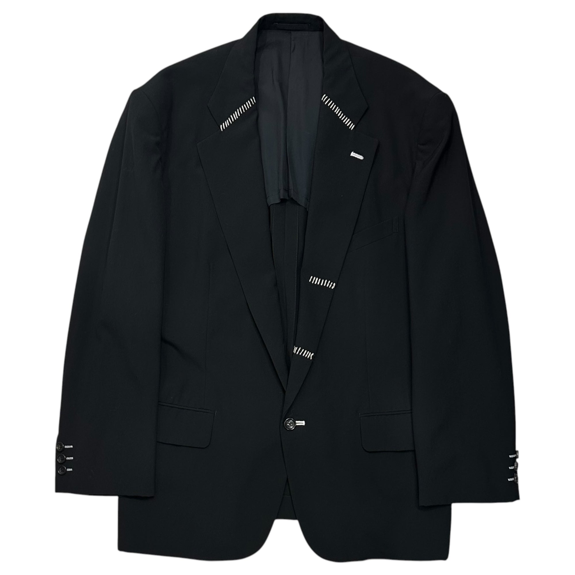 COMME des GARCONS HOMME PLUS(コムデギャルソンオムプリュス) 1992SS ”KIZU” Wild Stitch 1B Jacket キズ加工 ワイルド ステッチ テーラード ジャケット PJ-11025M M ブラック AD1991 90's 90年代